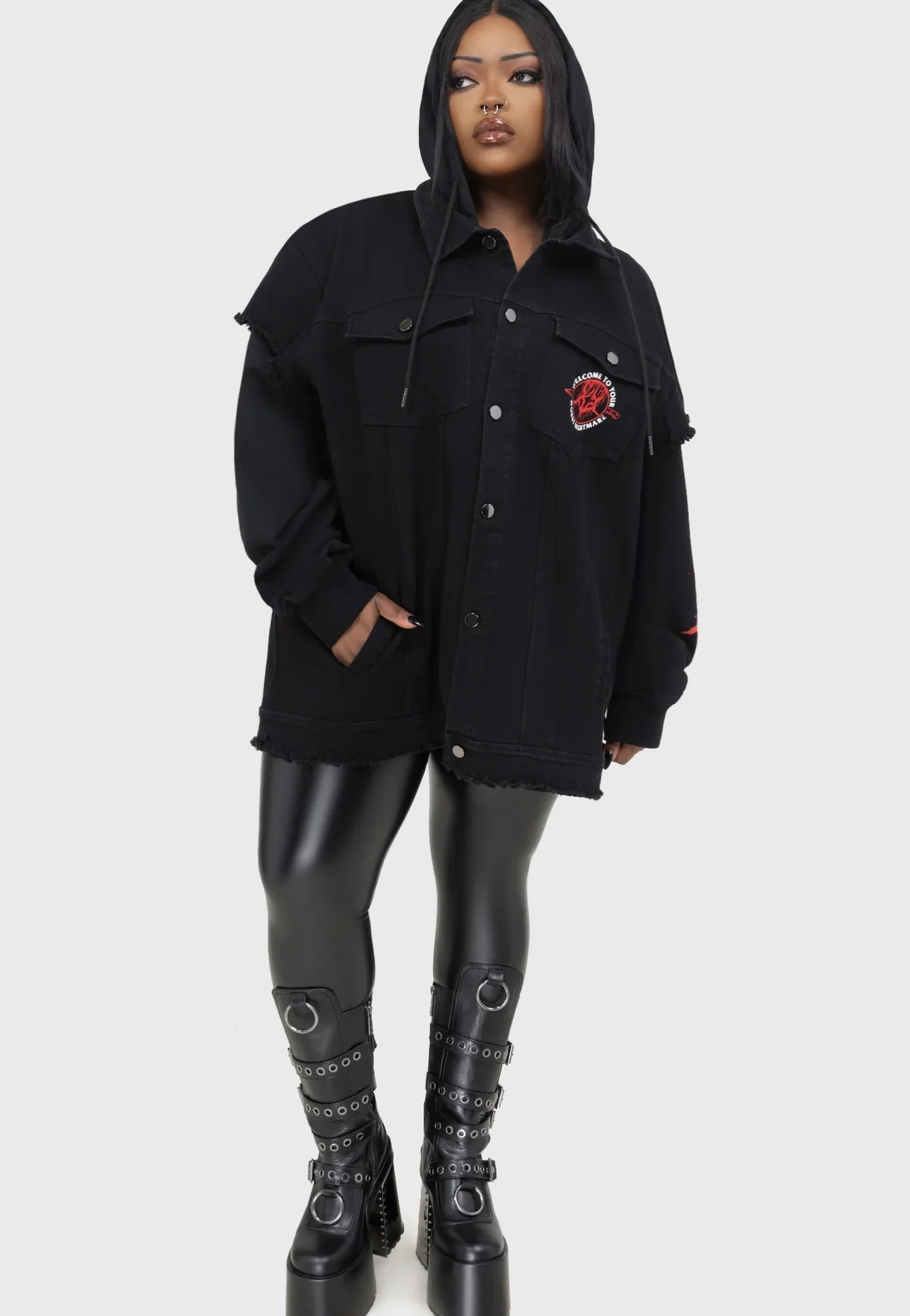 Your Worst Nightmare Hooded Black - Jeans Jacket - Image 7