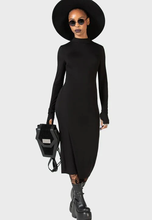 Killstar x Kihilist - Flash Of Presence Midi Black - Dress - Image 3