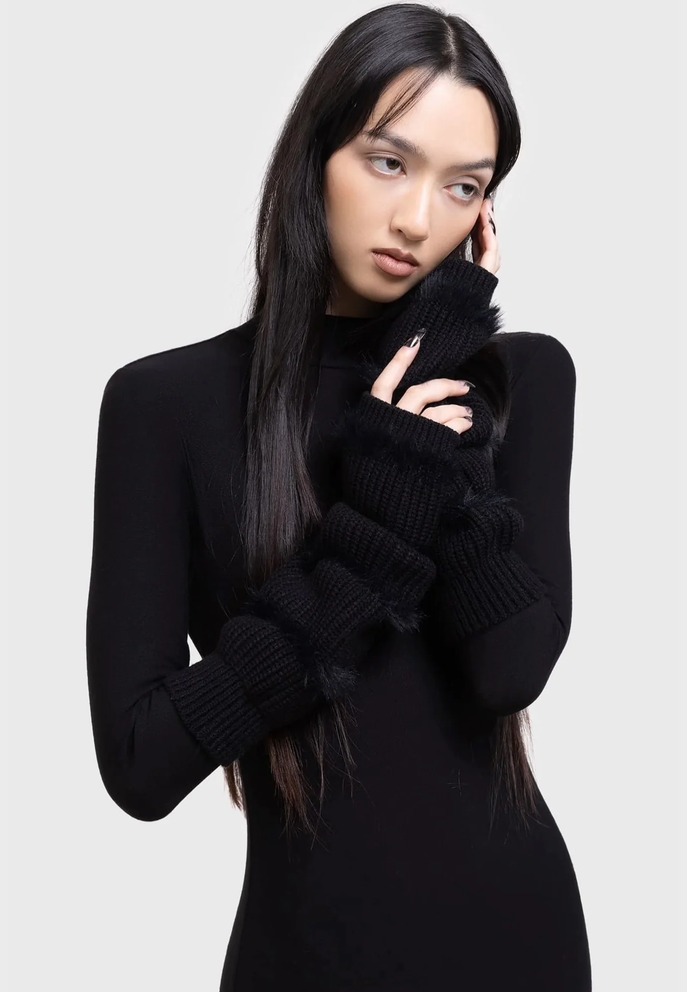 Killstar x Kihilist - Striped Night Black - Arm Warmers - Image 3