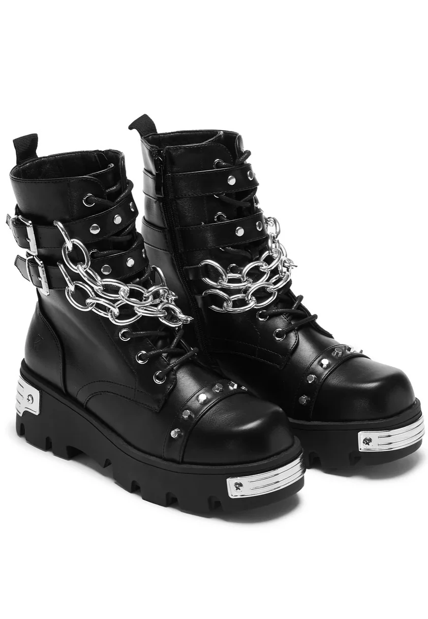 Shackled Shadows Heavy Duty Chain Biker Black - Girl Shoes - Image 5