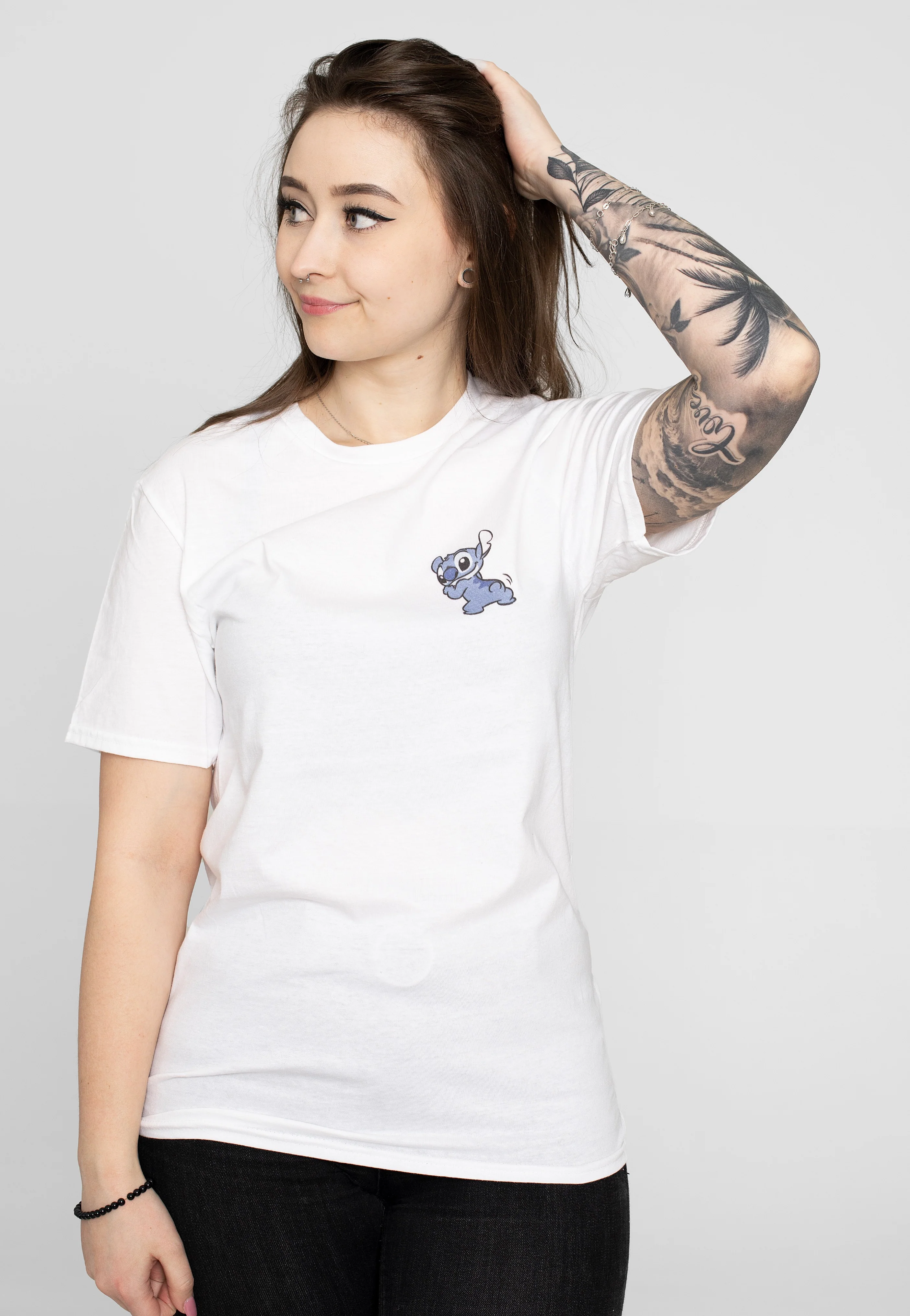 Stitch Backside Breast Print White - T-Shirt - Image 5