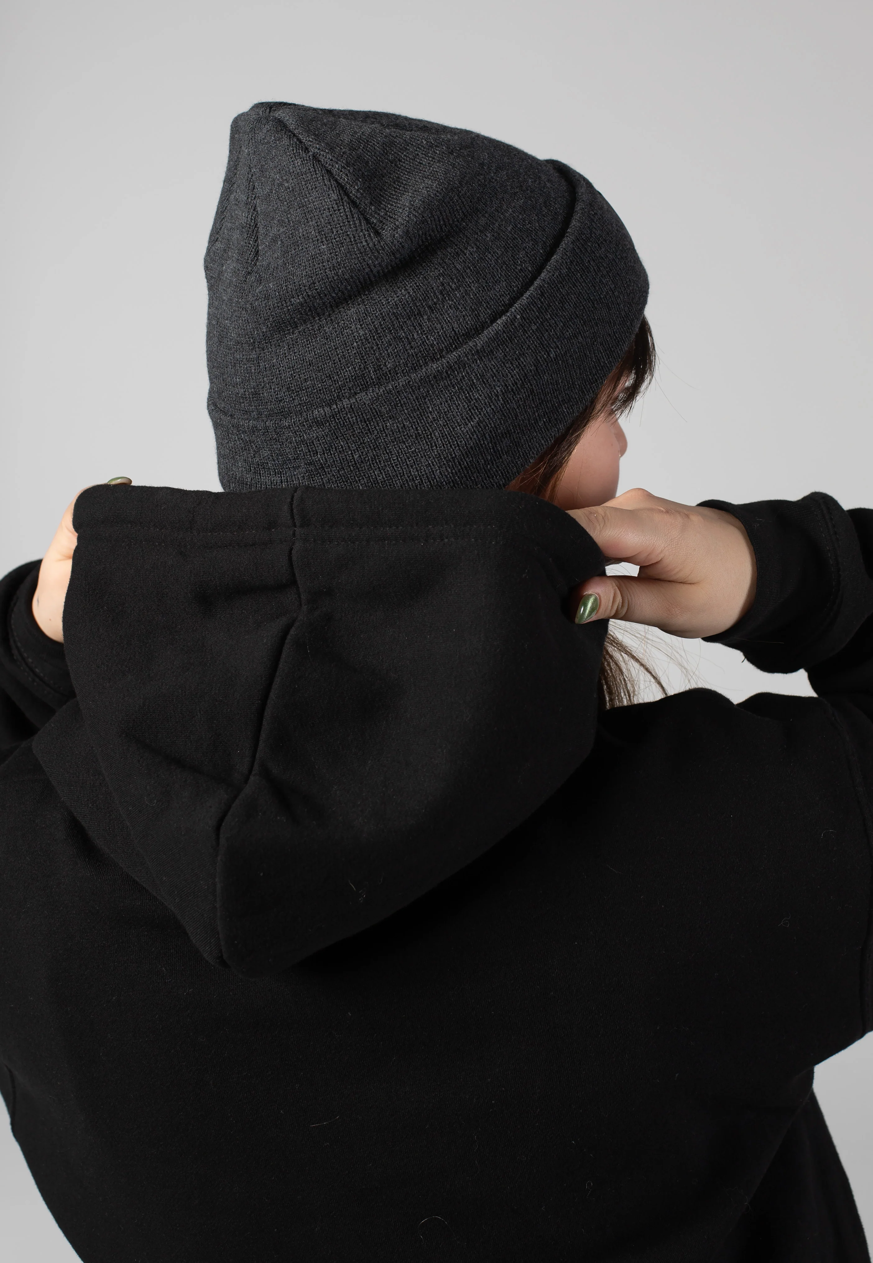 Cuff Rubber Badge Dark Grey Melange - Beanie - Image 4