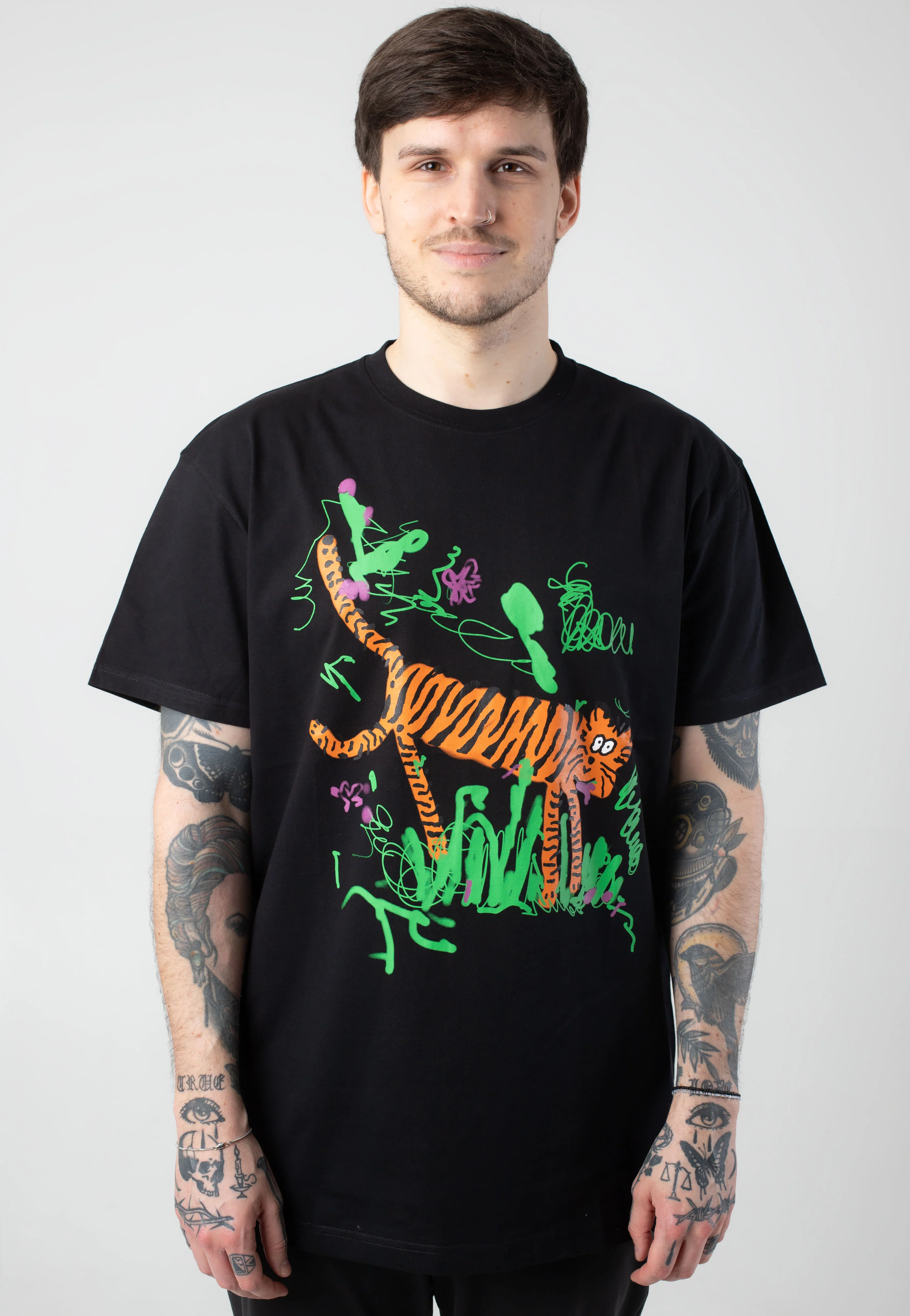 Mustache Tiger Black - T-Shirt