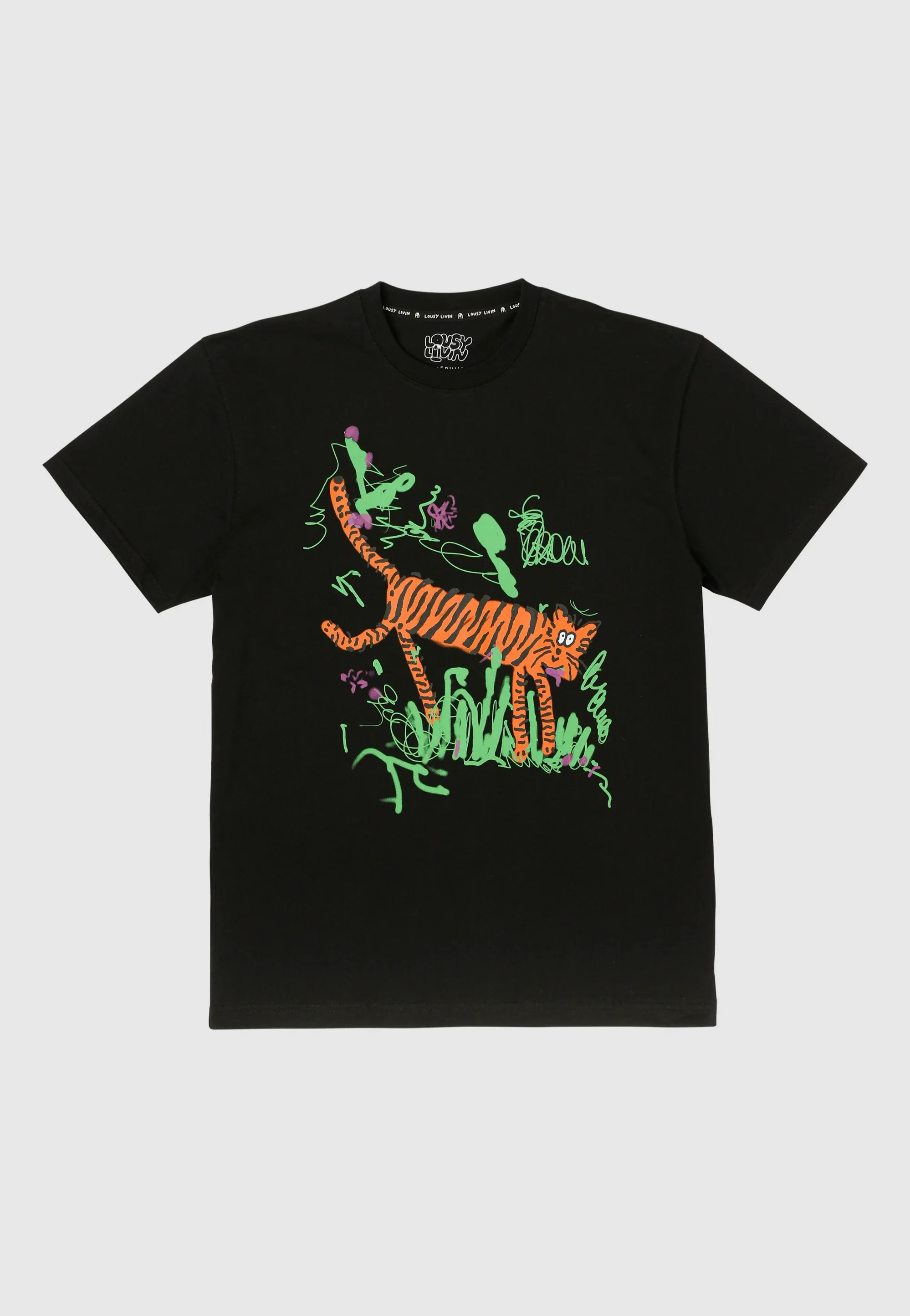 Mustache Tiger Black - T-Shirt - Image 4