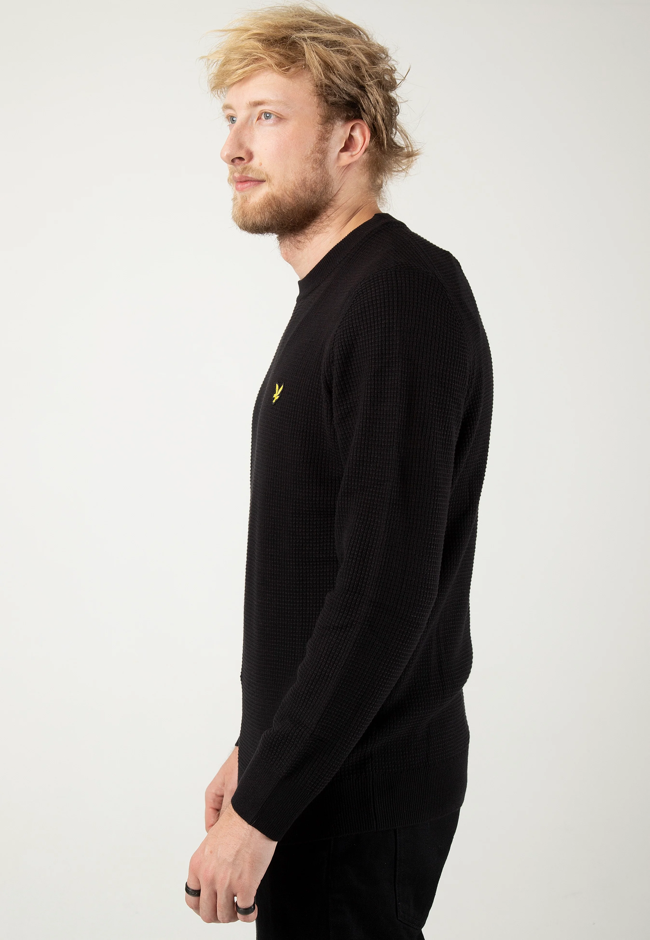 Grid Knit Crew Neck Jet Black - Pullover - Image 2