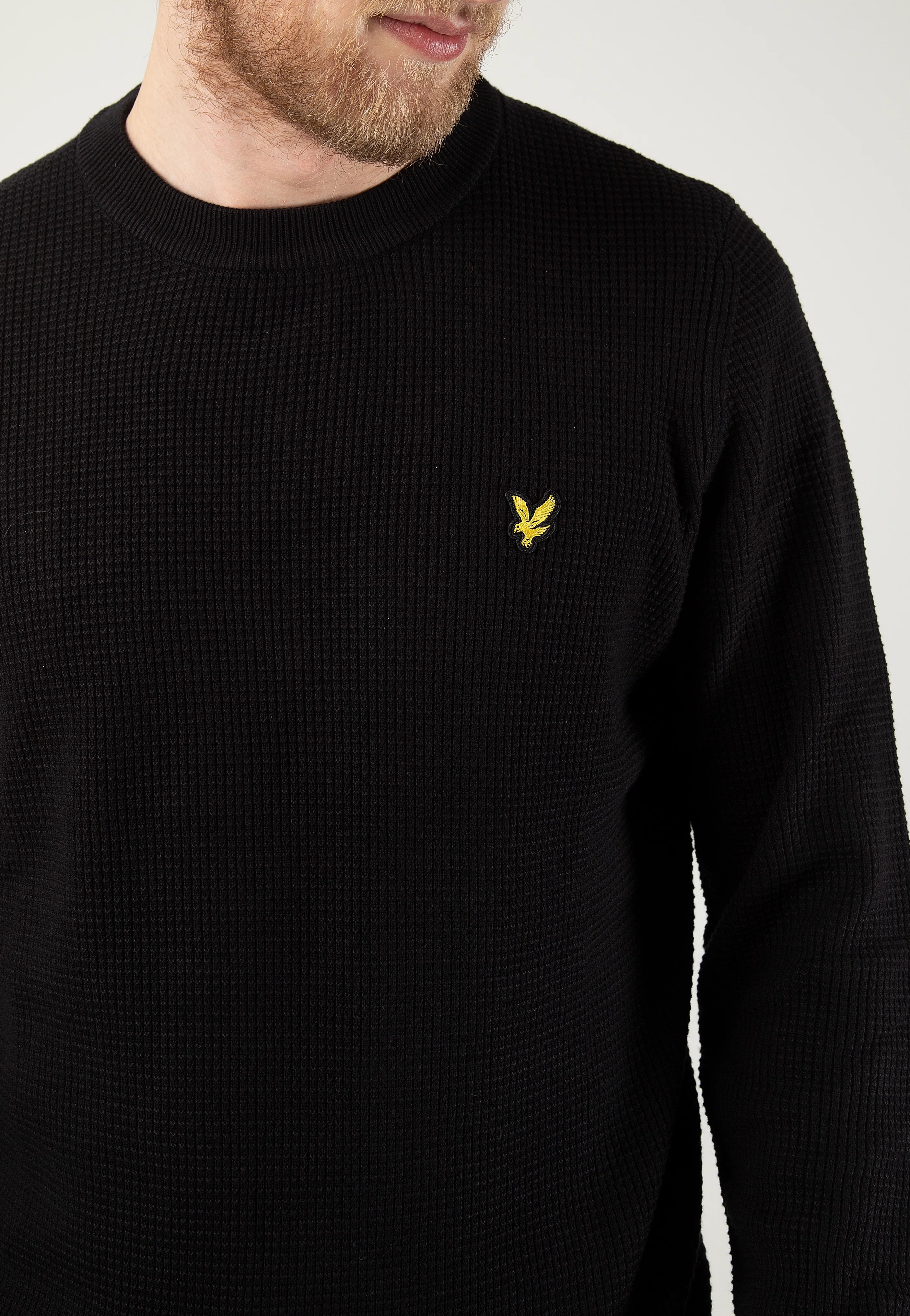 Grid Knit Crew Neck Jet Black - Pullover - Image 3