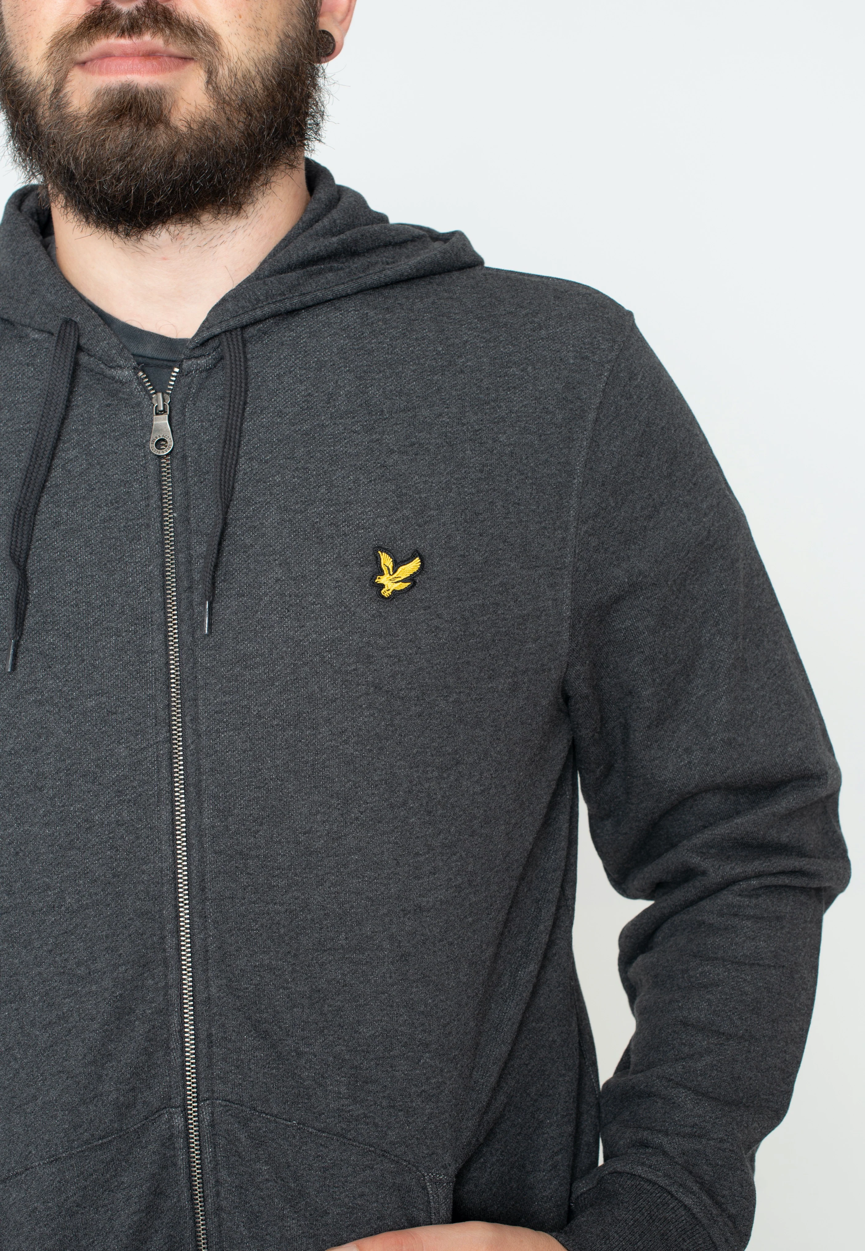 Zip Through Charcoal Marl - Zipper - Image 2