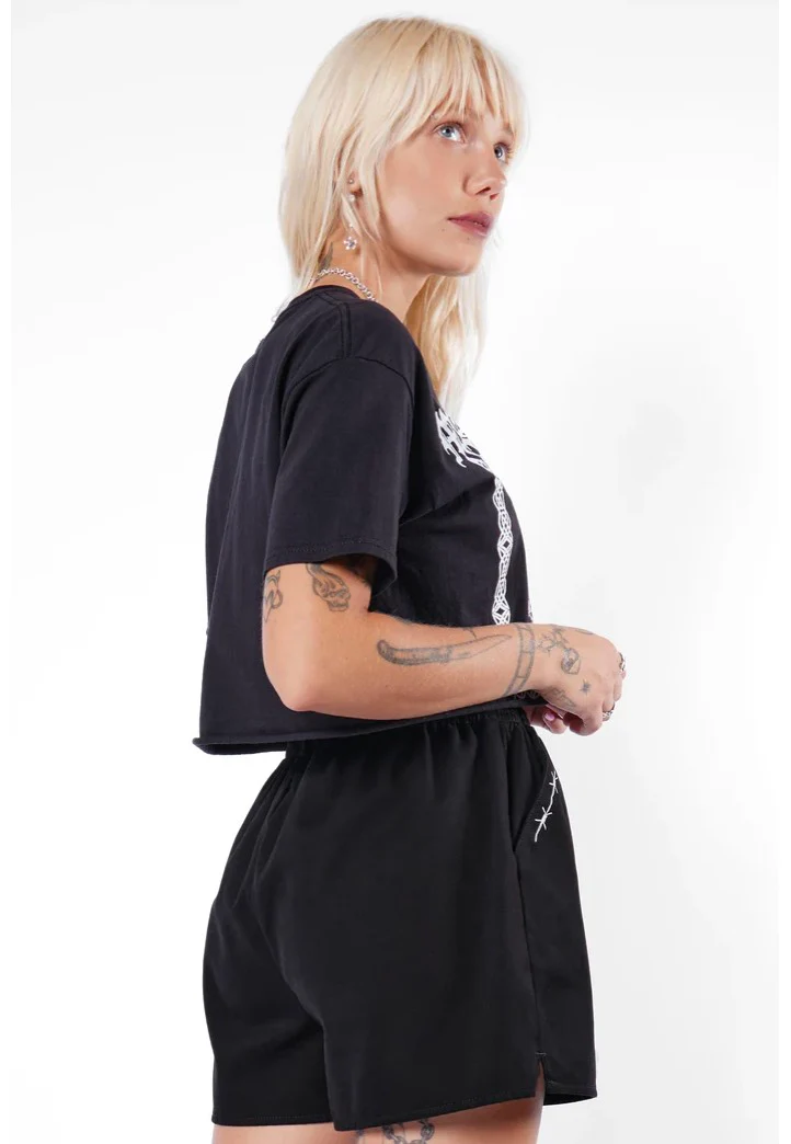 Athame Cropped Cut-Off Tee Black - T-Shirt - Image 2