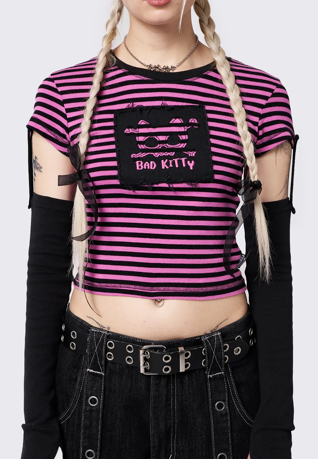 Bad Kitty Pink Striped Detachable - Top - Image 4