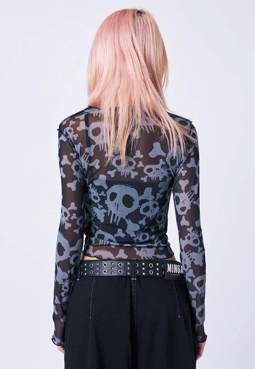 Buffy Black & Grey Skull Mesh - Top - Image 5
