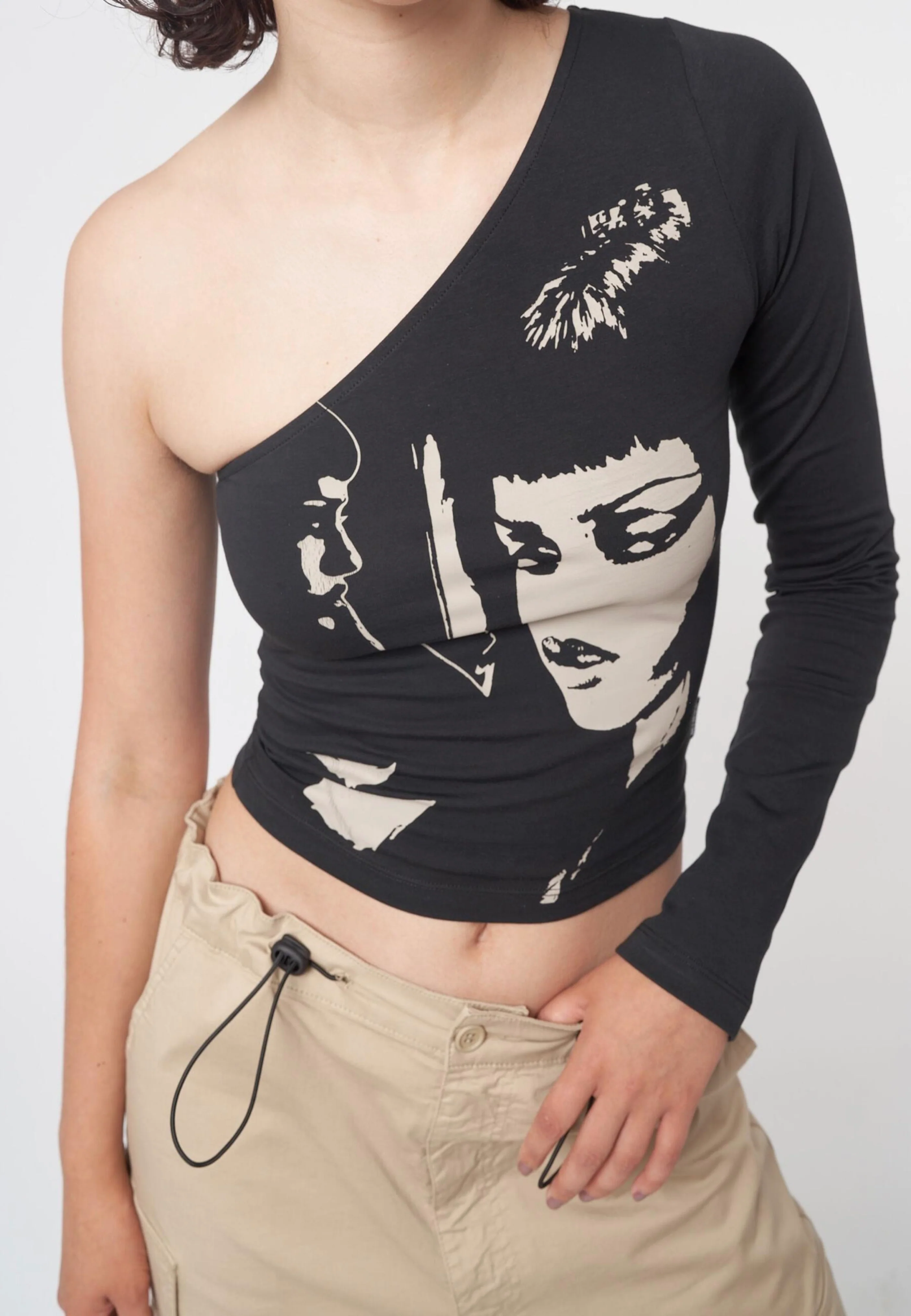 Face Off Black One Shoulder Grey - Top - Image 5