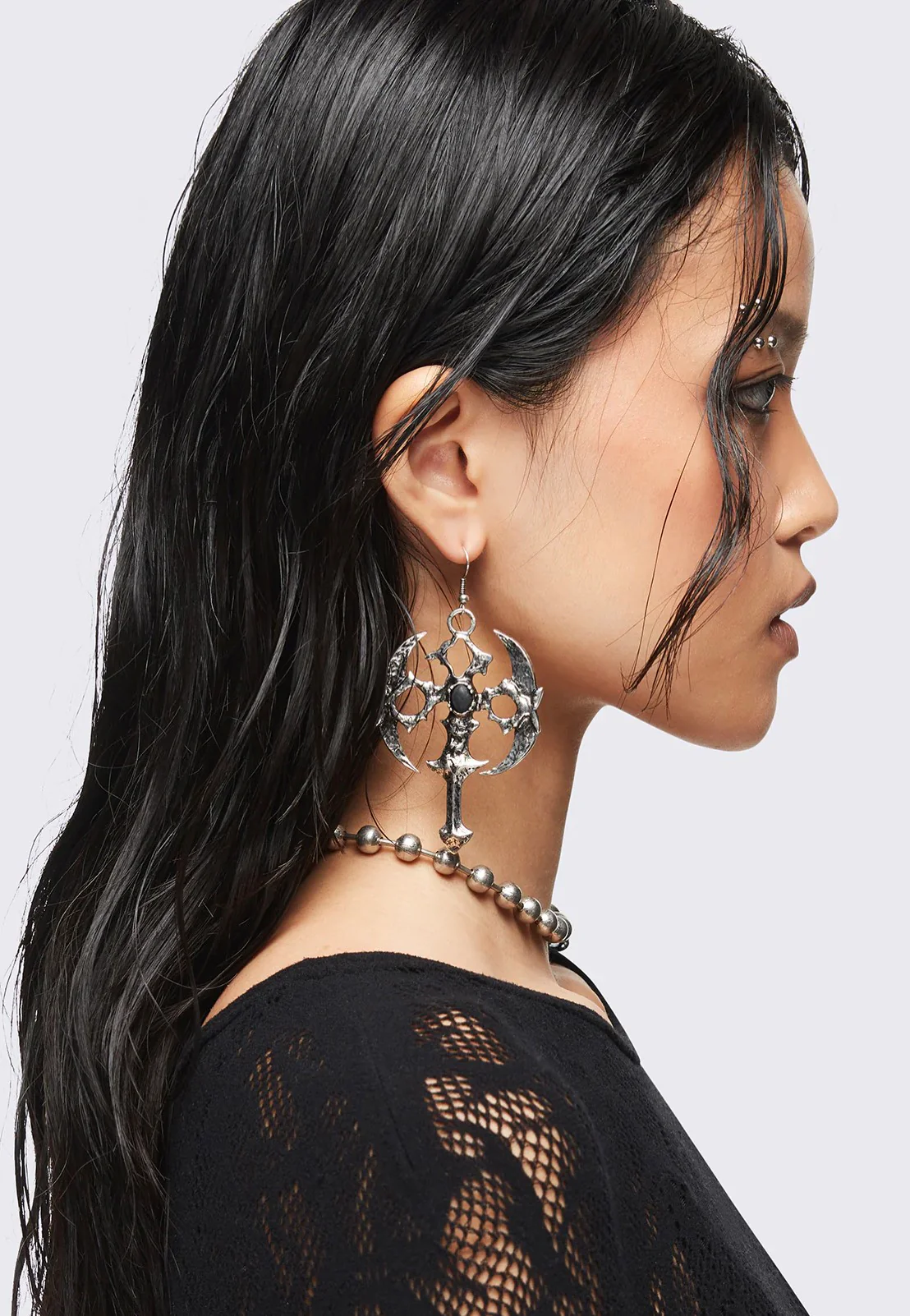 Gothic Cross Silver - Earrings - Image 3