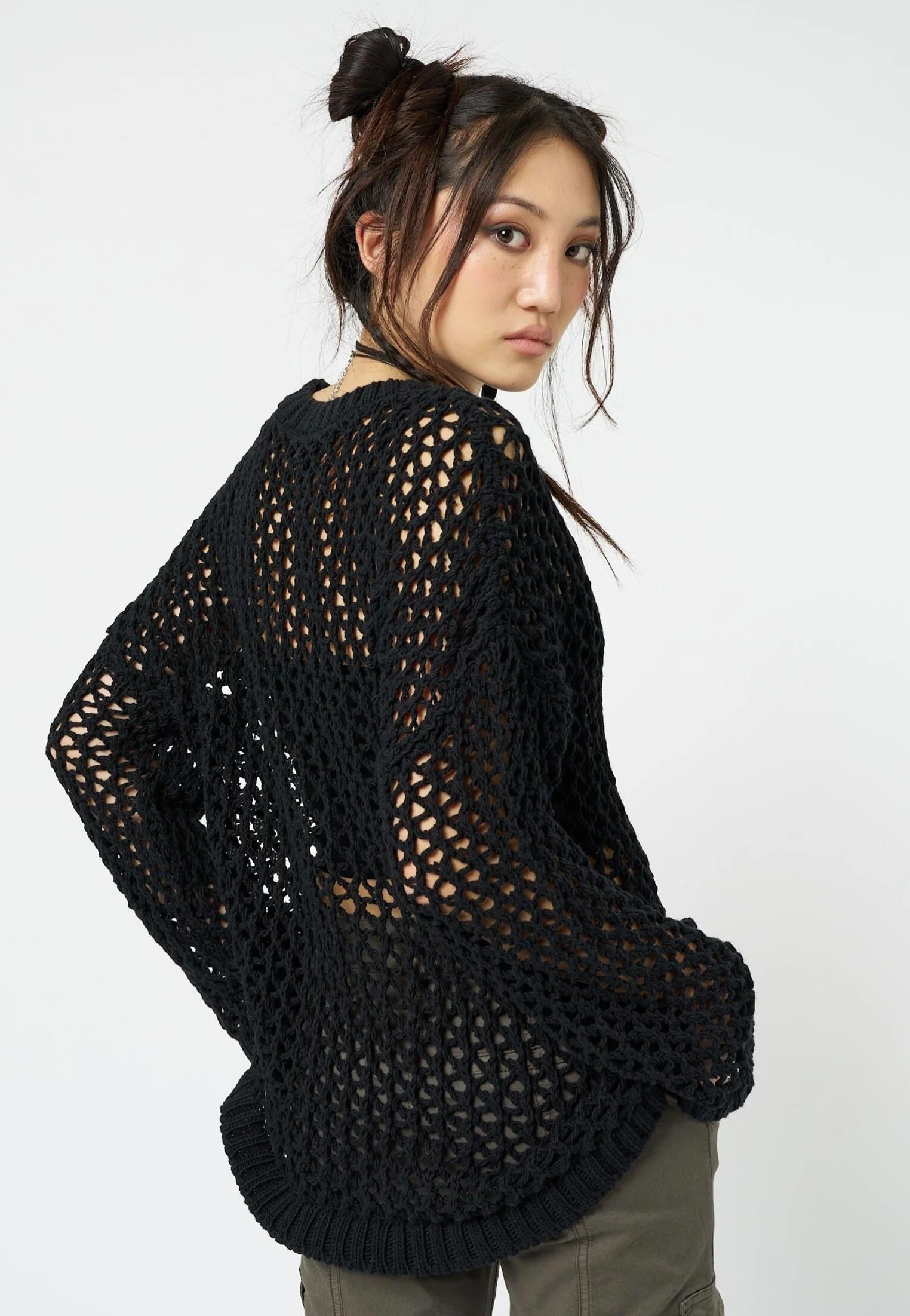 Heart Stopper Open Knit Black - Pullover - Image 4