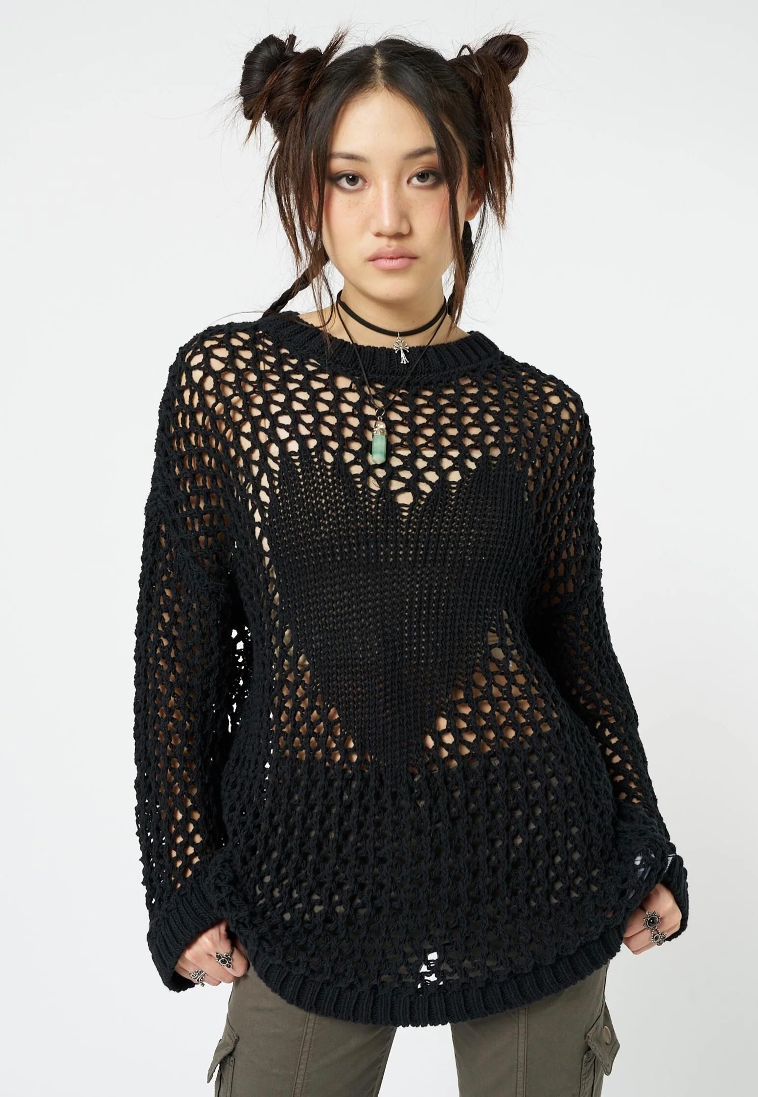Heart Stopper Open Knit Black - Pullover - Image 5