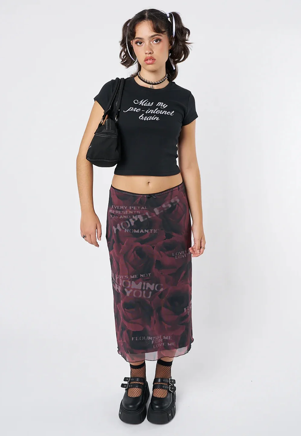 Hopeless Romantic Rose Mesh Midi - Skirt - Image 5