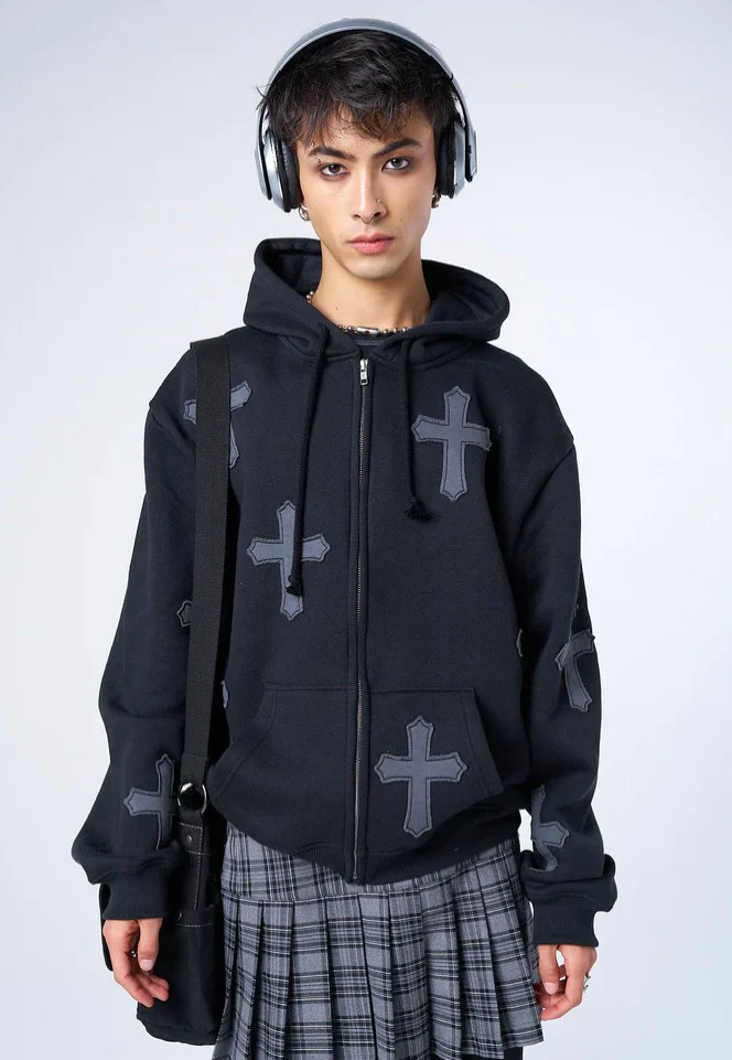 Raven Cross Patch Black - Zipper - Image 2