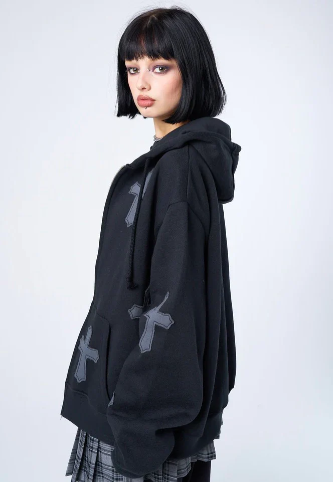 Raven Cross Patch Black - Zipper - Image 8