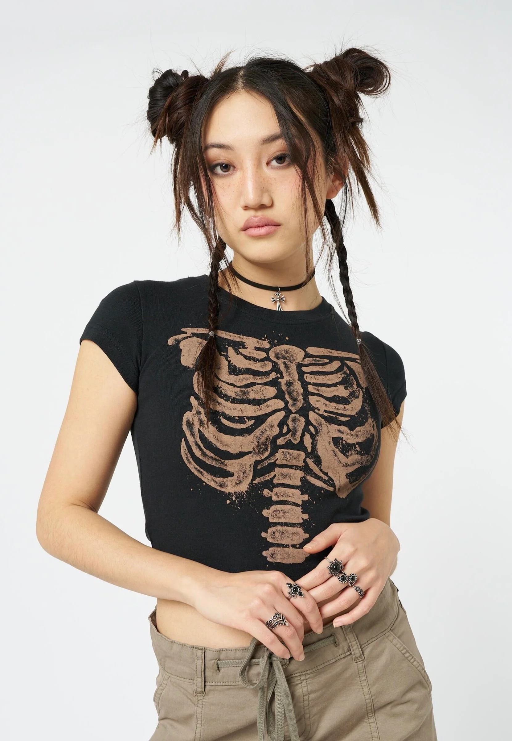 Skeleton Black Graphic Print Baby Black - T-Shirt - Image 4