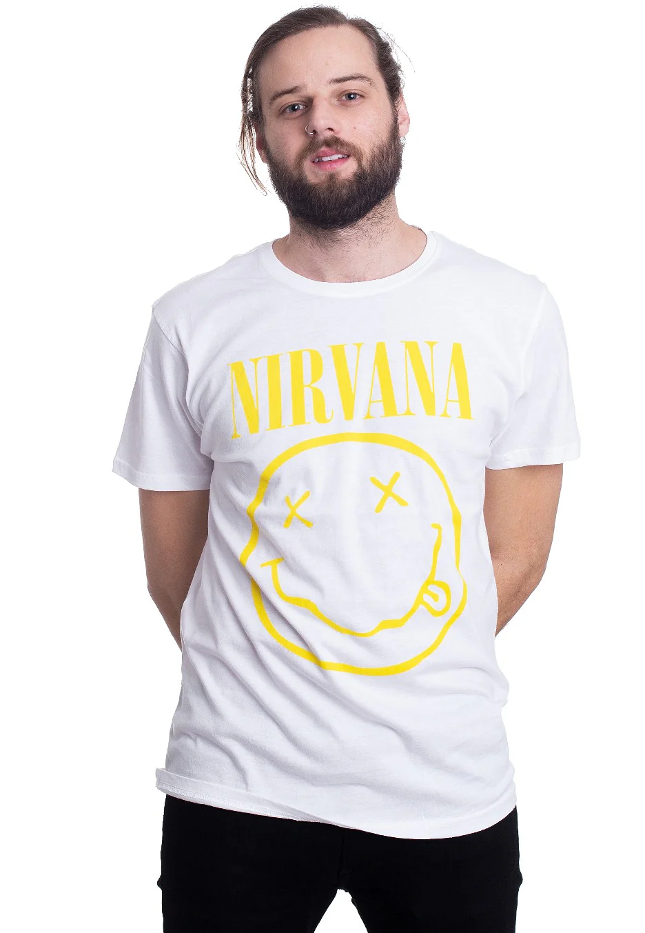 Yellow Happy Face White - T-Shirt - Image 3