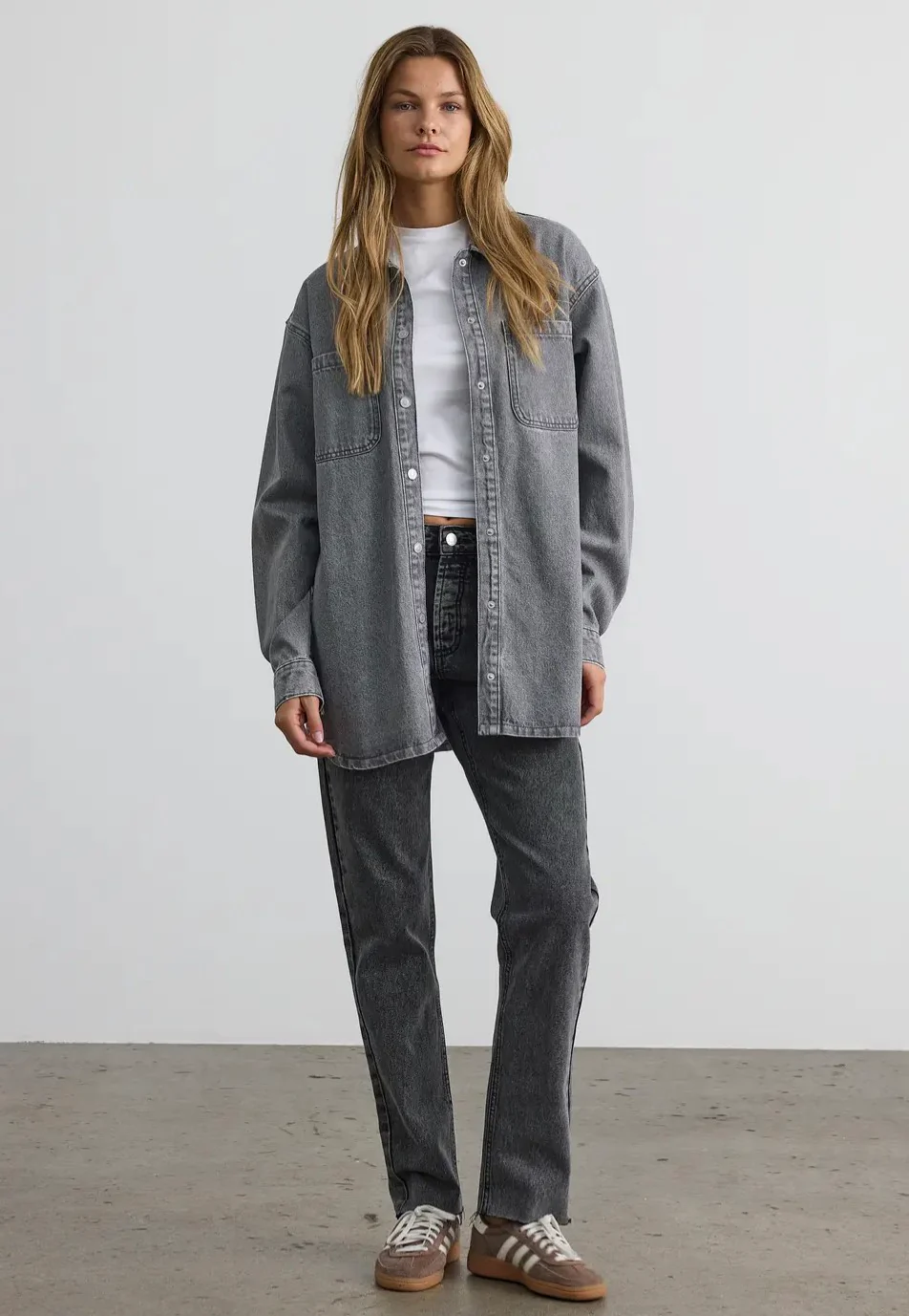 Alva L/S Medium Grey Denim - Shirt