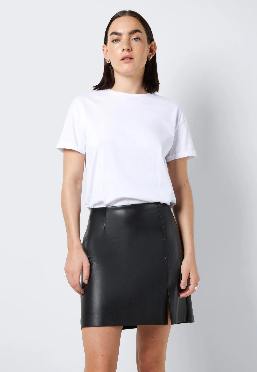 Clara Penny Pu Slit Black - Mini Skirt - Image 5