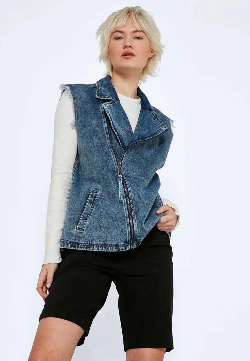 Donny Denim Biker Medium Blue Denim - Vest - Image 3