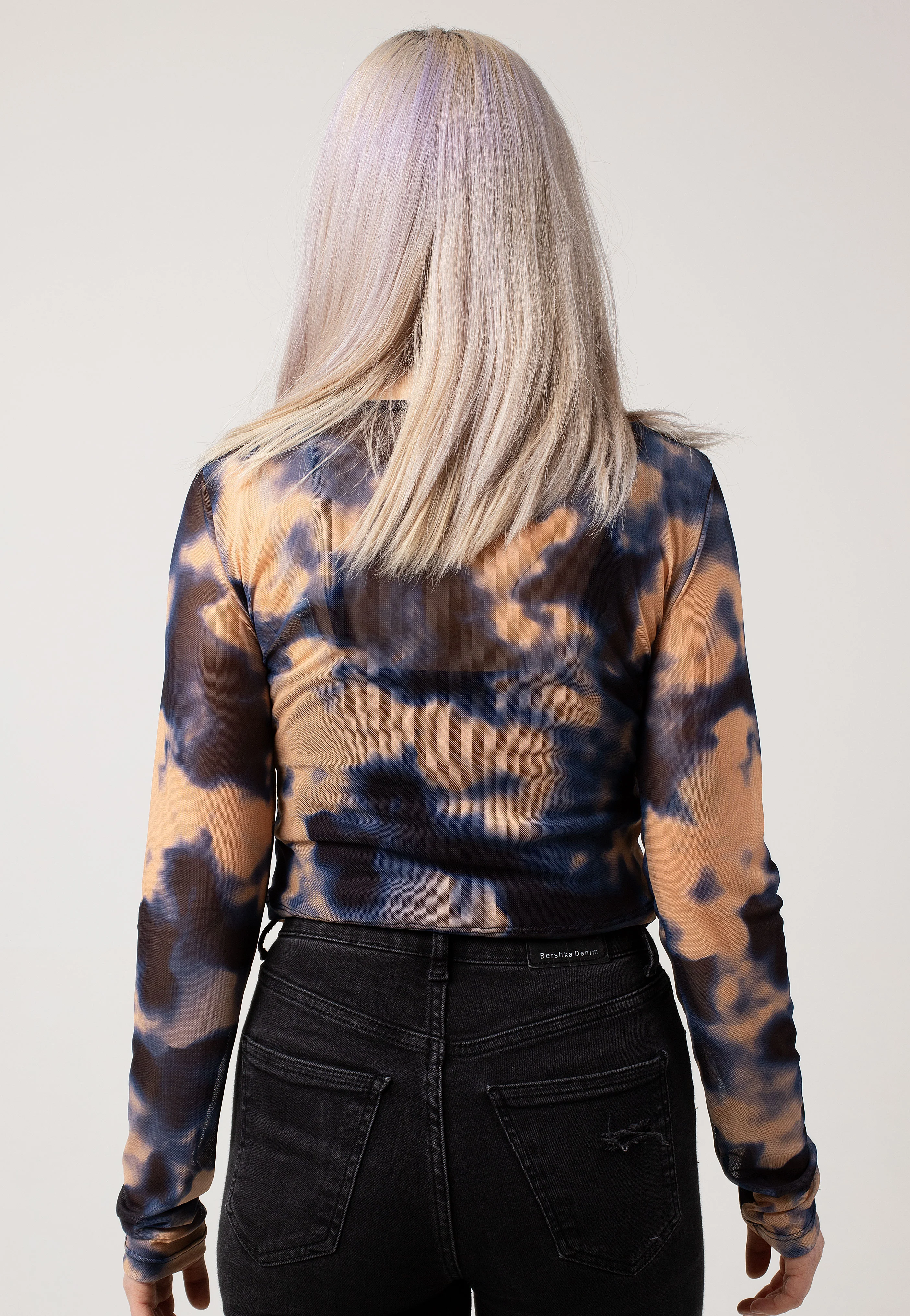 Emmy Front Twist Coronet Blue Gold Swirl - Top - Image 4