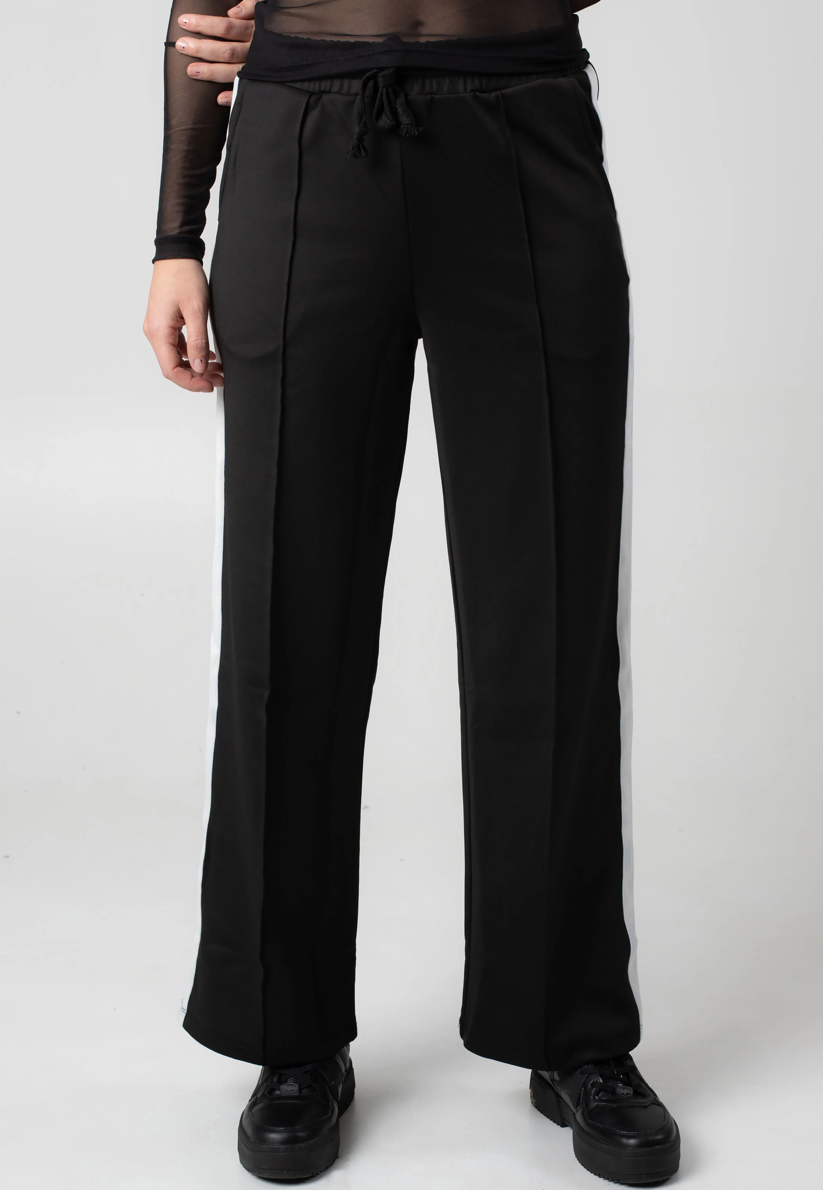 Jenna Sporty Track Black White - Sweat Pants - Image 3