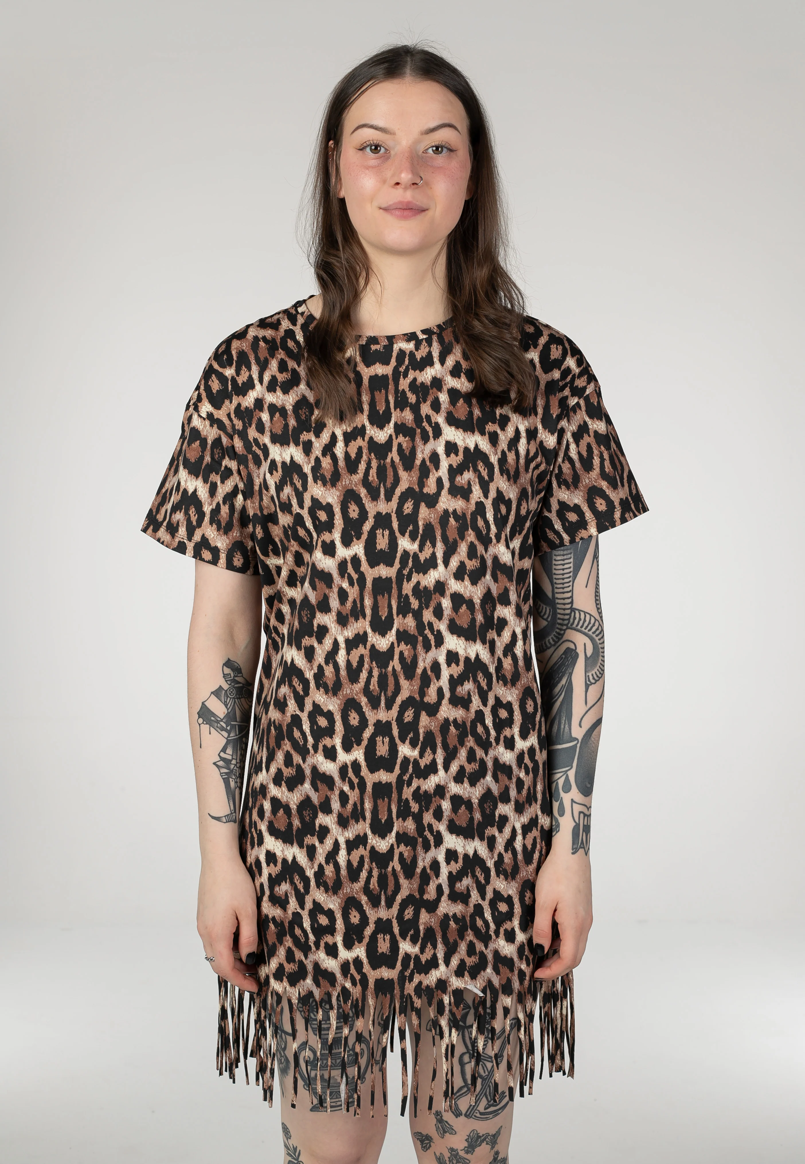 Keyla AOP Fringe O-Neck Black Leo - Dress - Image 4