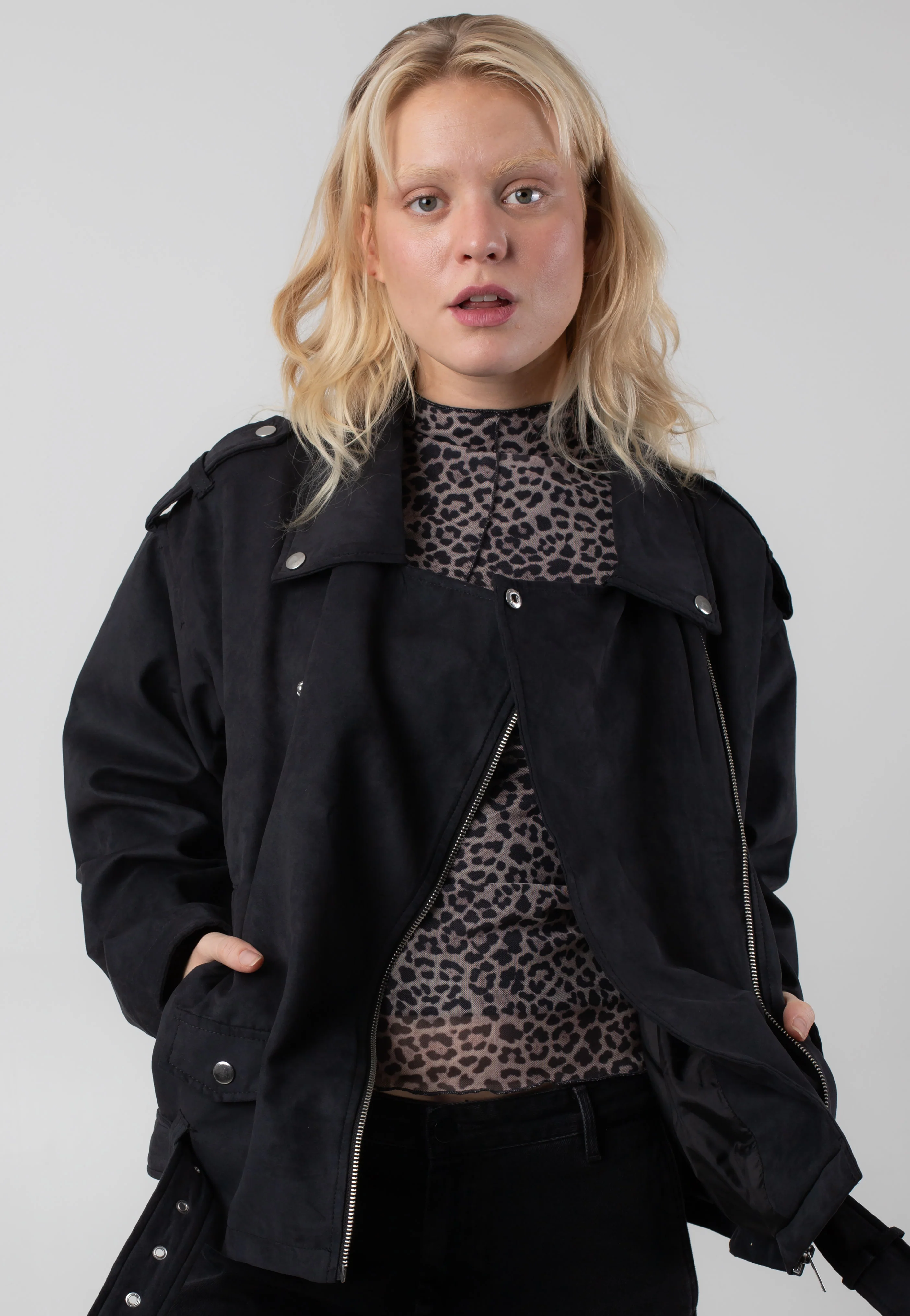 Paulina Suede Oversize Biker Black - Jacket - Image 3