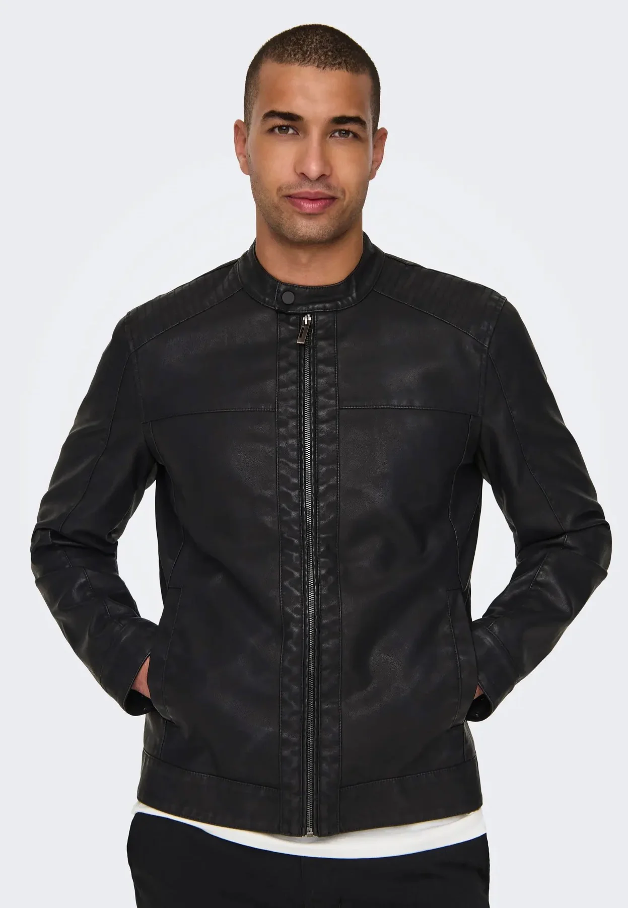 Mike PU Racer Black - Leather Jacket - Image 2