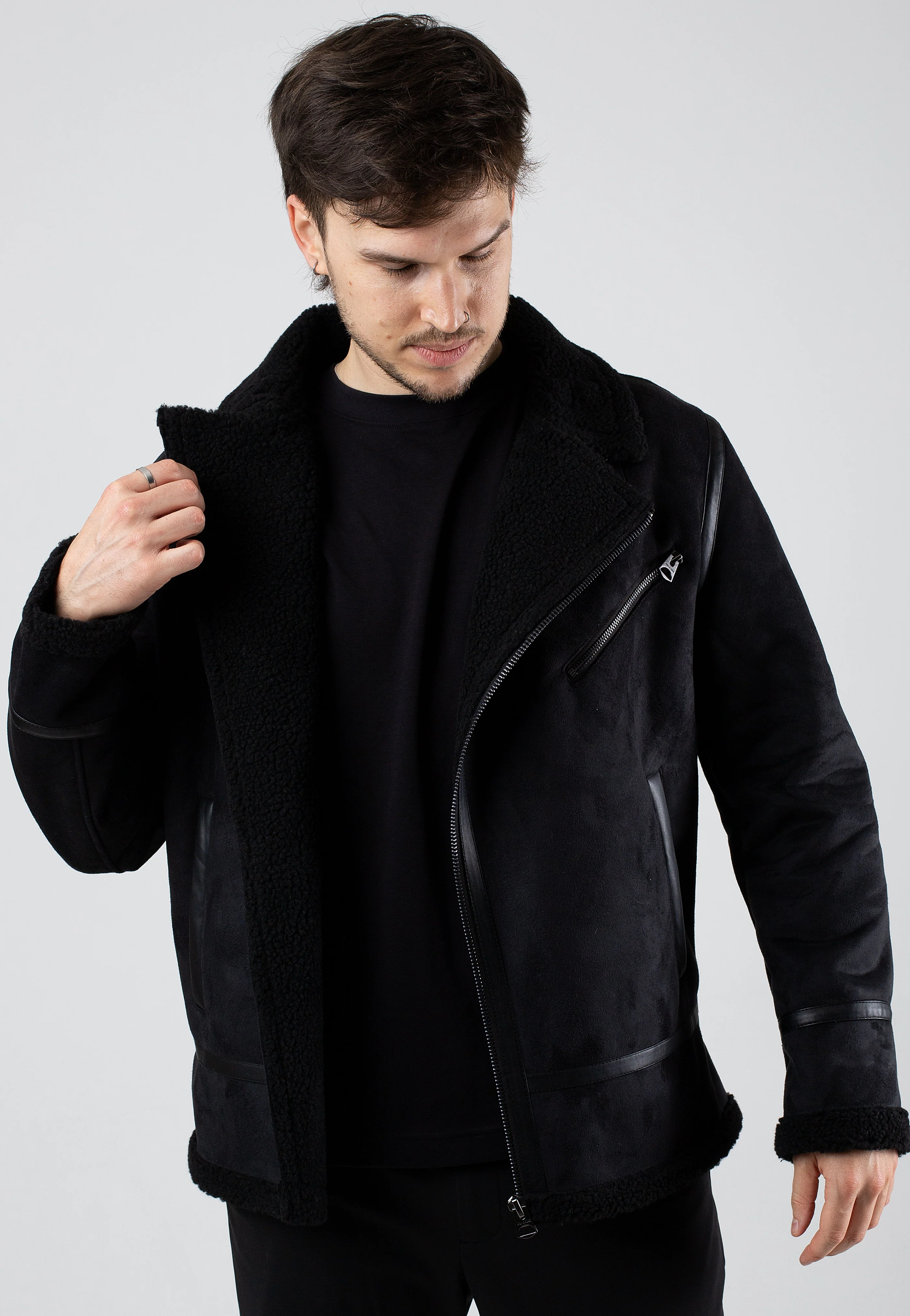 Robyn Fake Suede Aviator Black - Jacket - Image 3