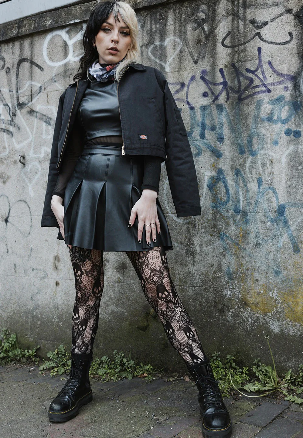 Rose Skull Net Black - Tights - Image 2