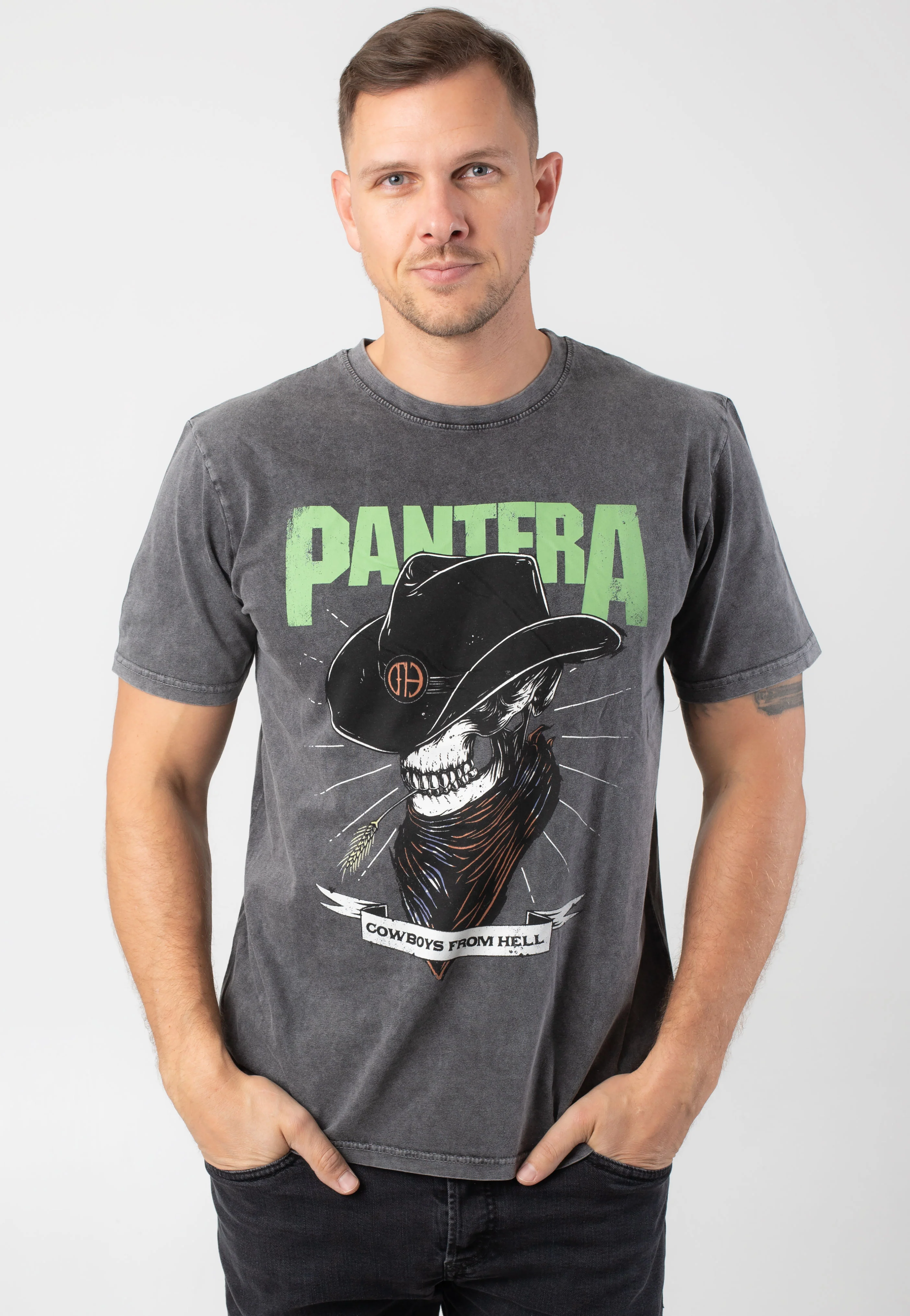 Skeleton Cowboy Stone Washed - T-Shirt - Image 2
