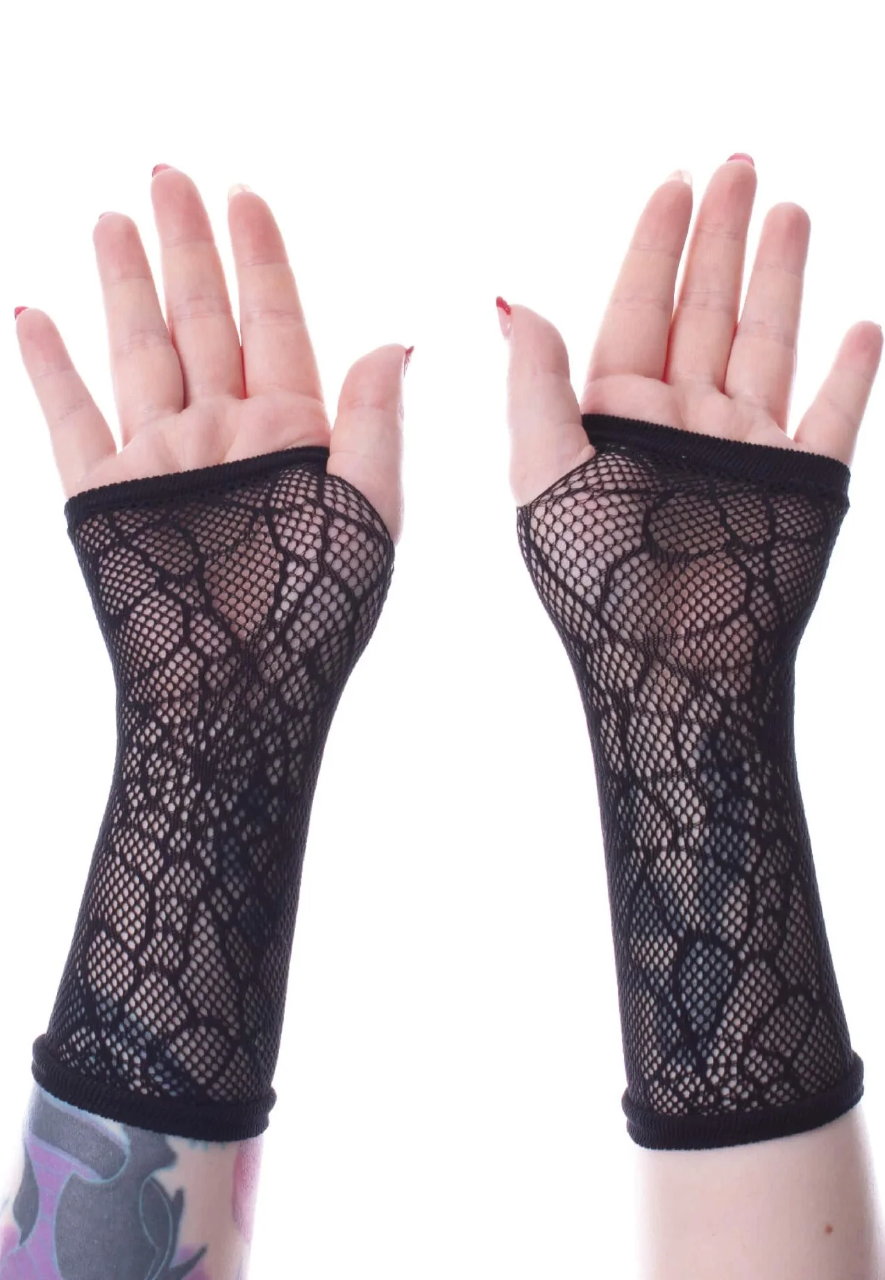 Long Web Mesh Black - Gloves - Image 2