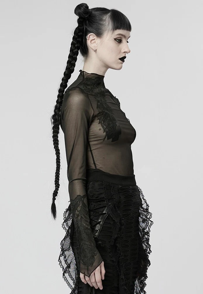 Melinda Sheer Mesh Turtleneck Black - Top - Image 2