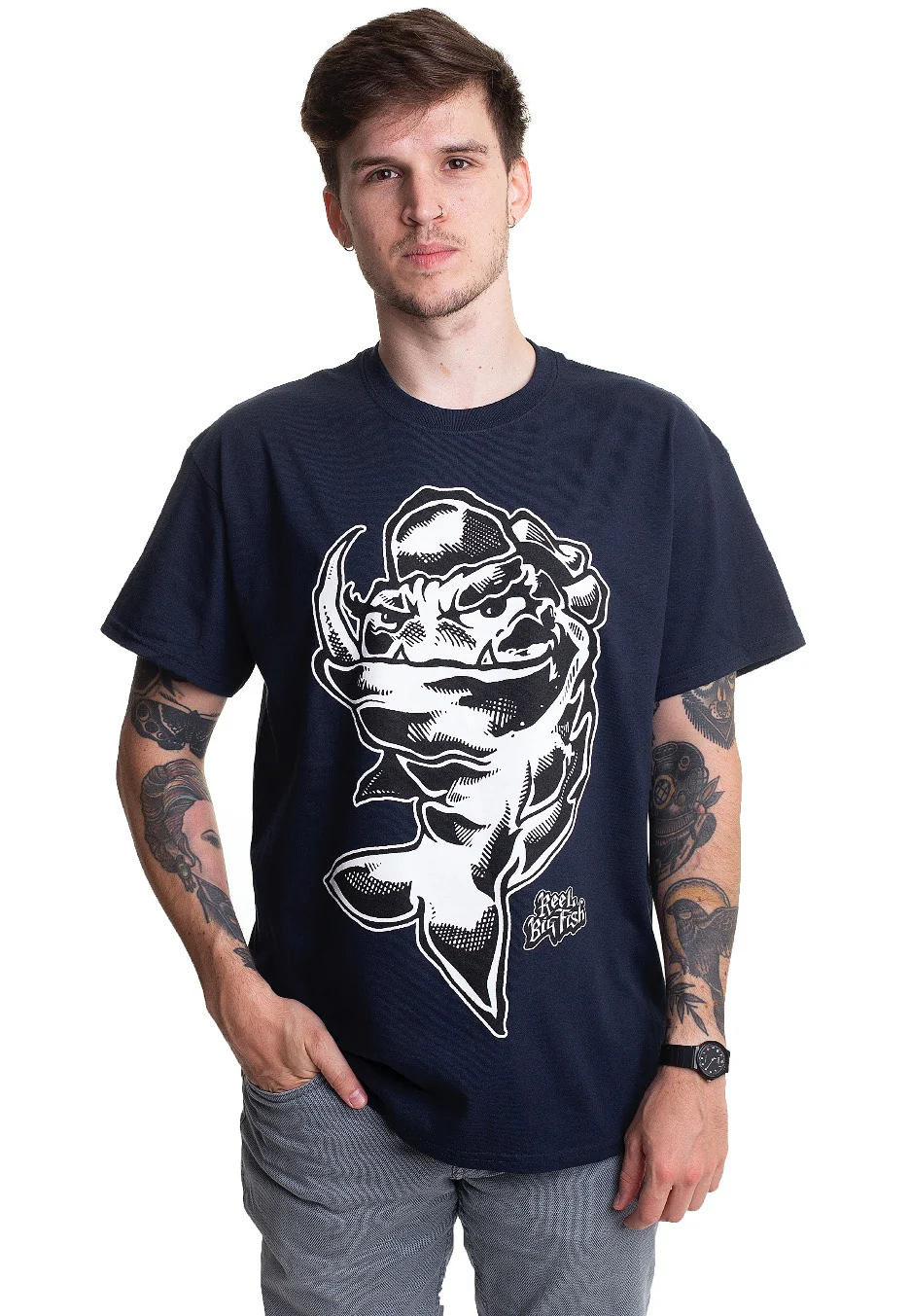 Mean Fish Navy - T-Shirt - Image 3