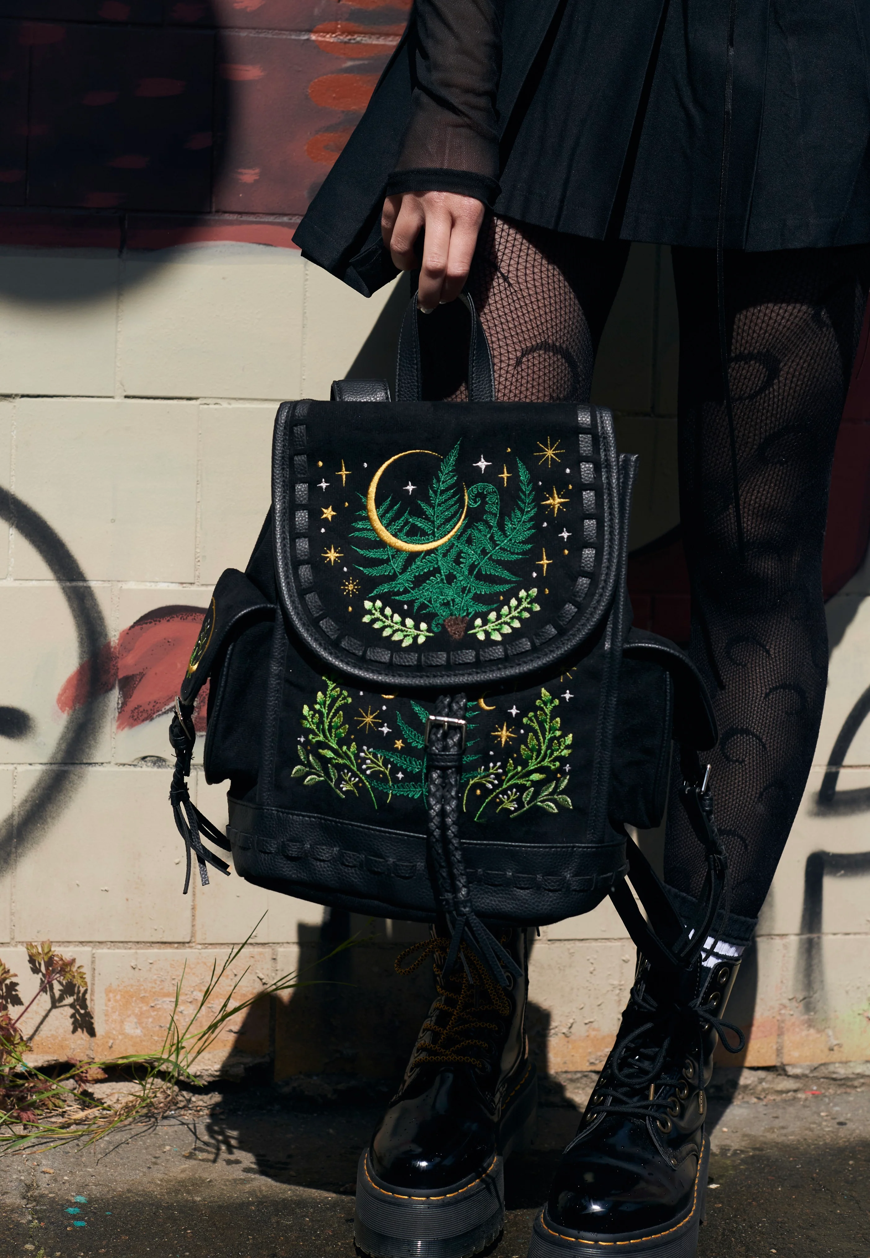 Herbal With Fern And Crescent Black - Backpack - Image 14