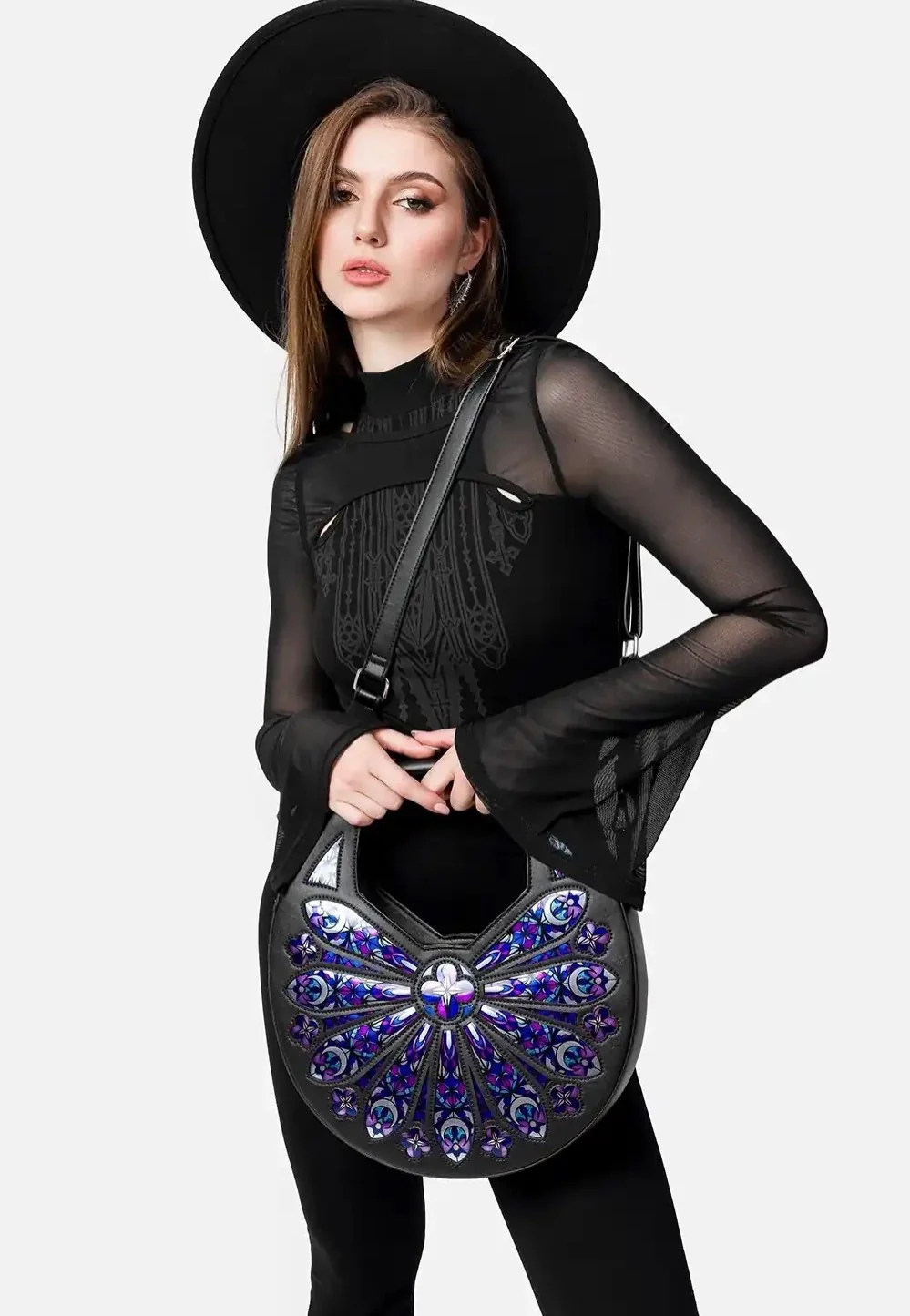 Sacred Rose Shoulder Black - Bag - Image 15