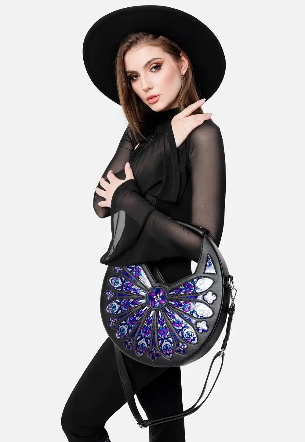 Sacred Rose Shoulder Black - Bag - Image 16