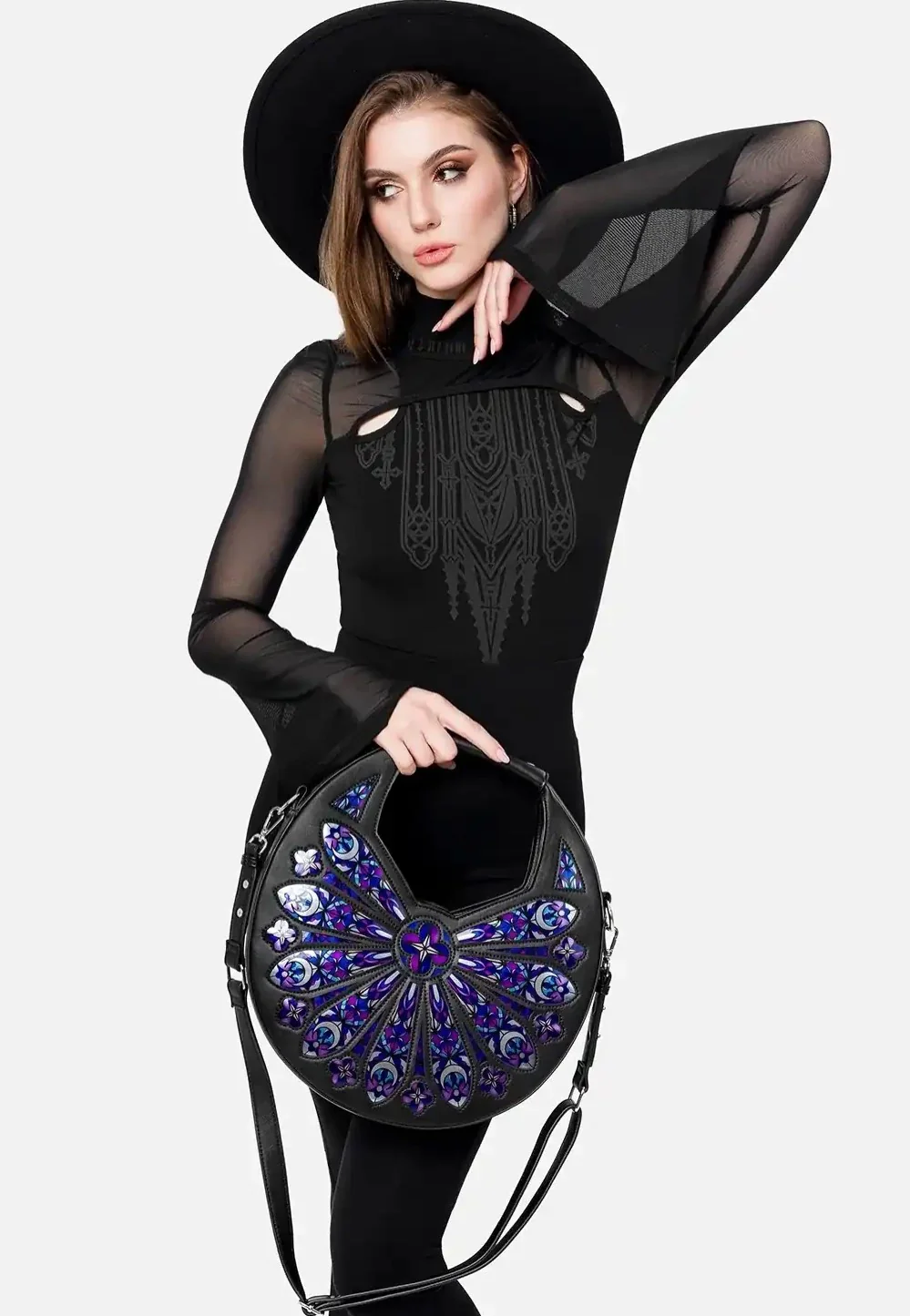 Sacred Rose Shoulder Black - Bag - Image 17