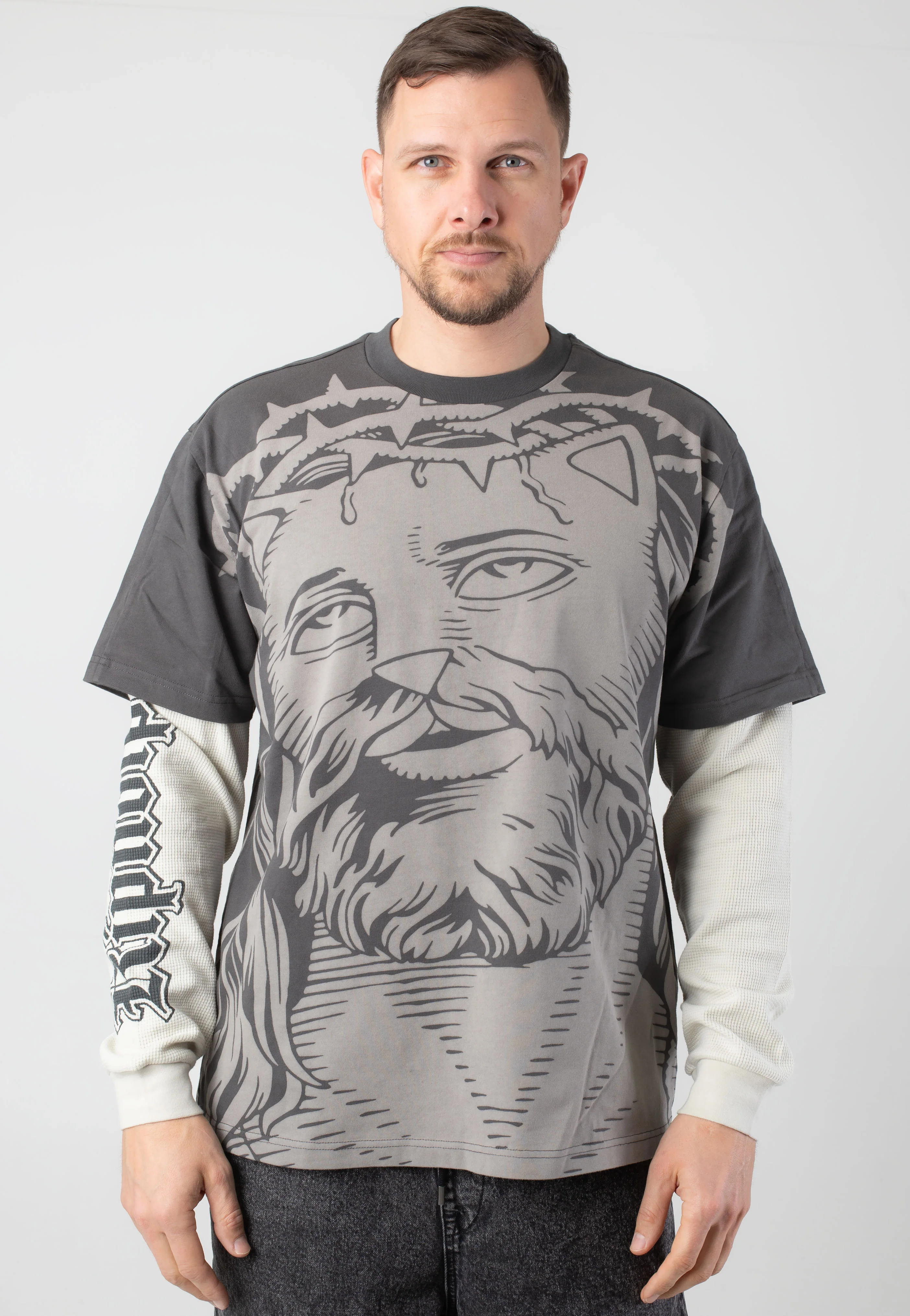 Lord Savior Double Sleeve Dark Charcoal - Sweater
