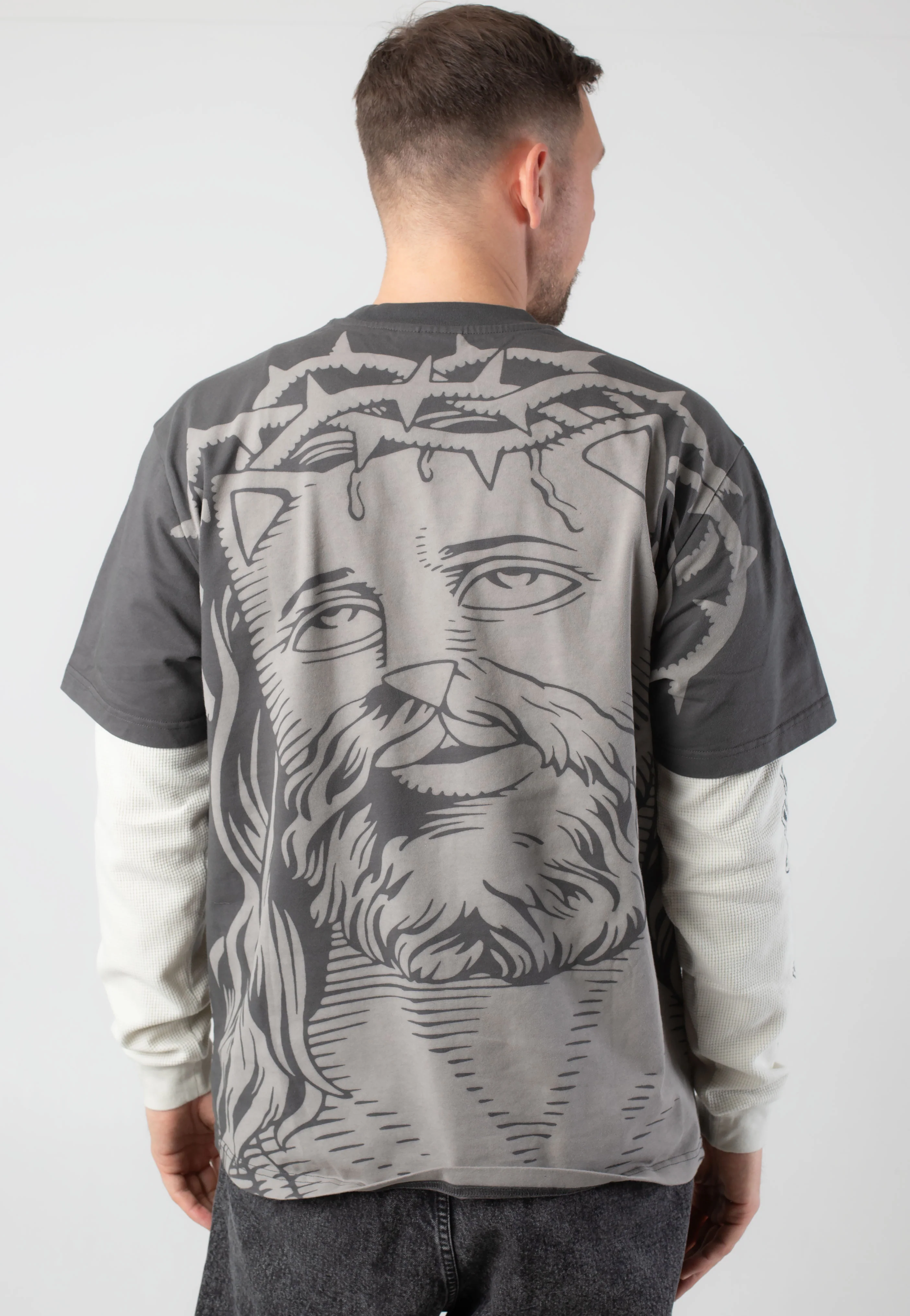Lord Savior Double Sleeve Dark Charcoal - Sweater - Image 2