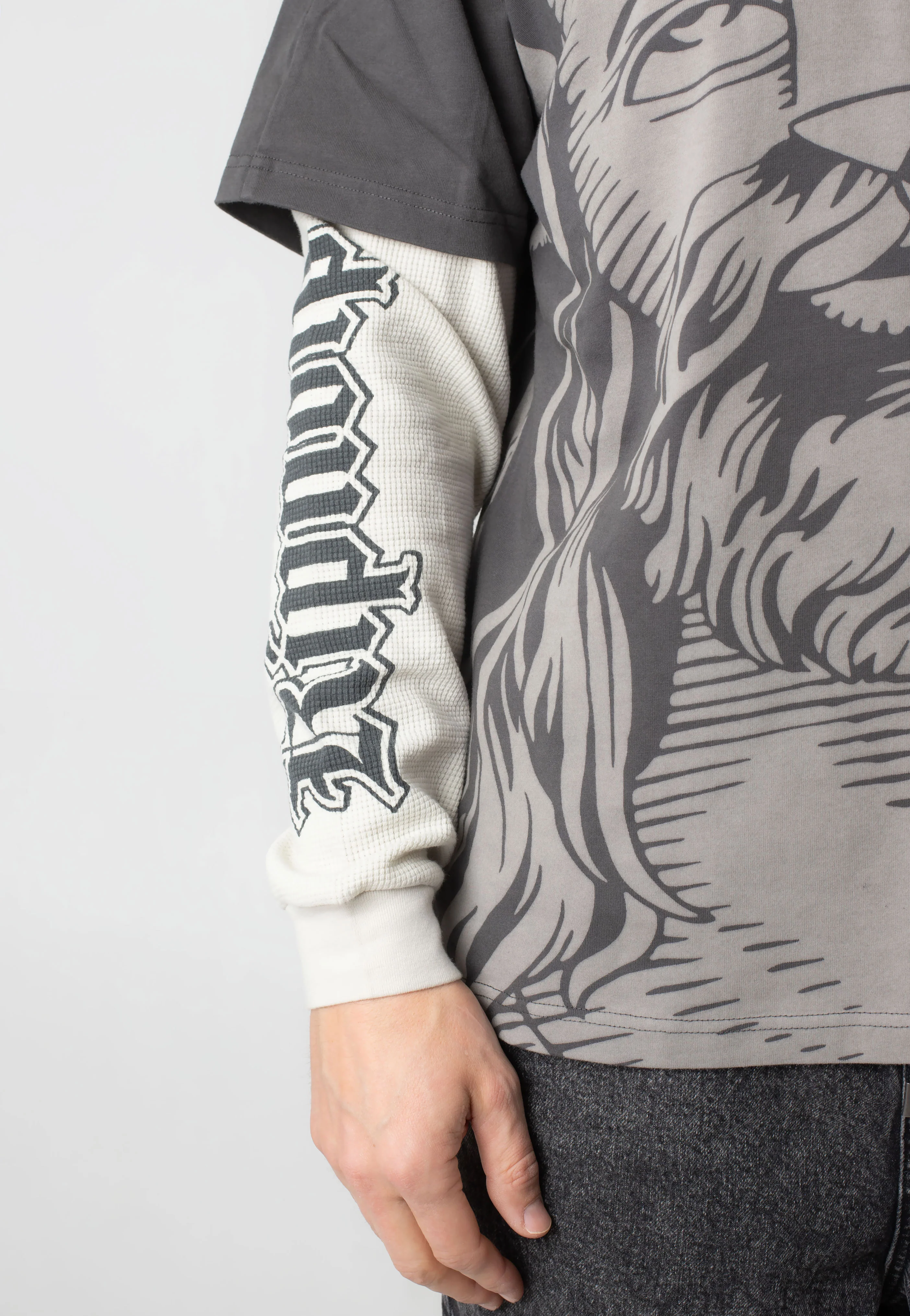 Lord Savior Double Sleeve Dark Charcoal - Sweater - Image 3