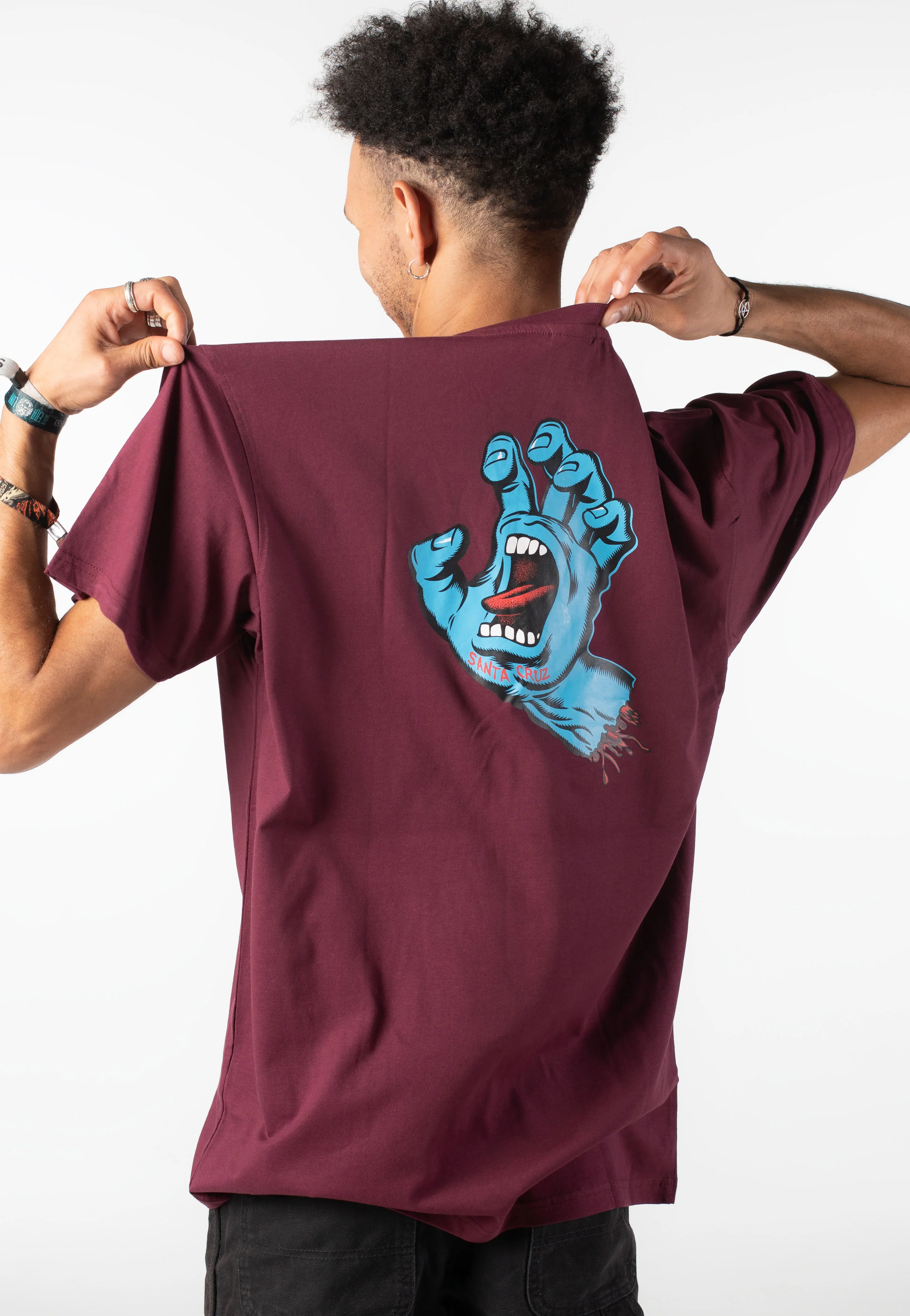 Screaming Hand Chest Dark Cherry - T-Shirt - Image 2