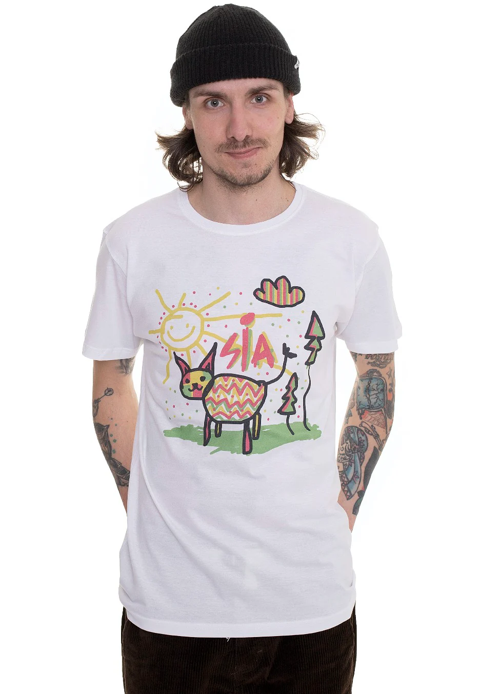 Coloured Cat White - T-Shirt - Image 3