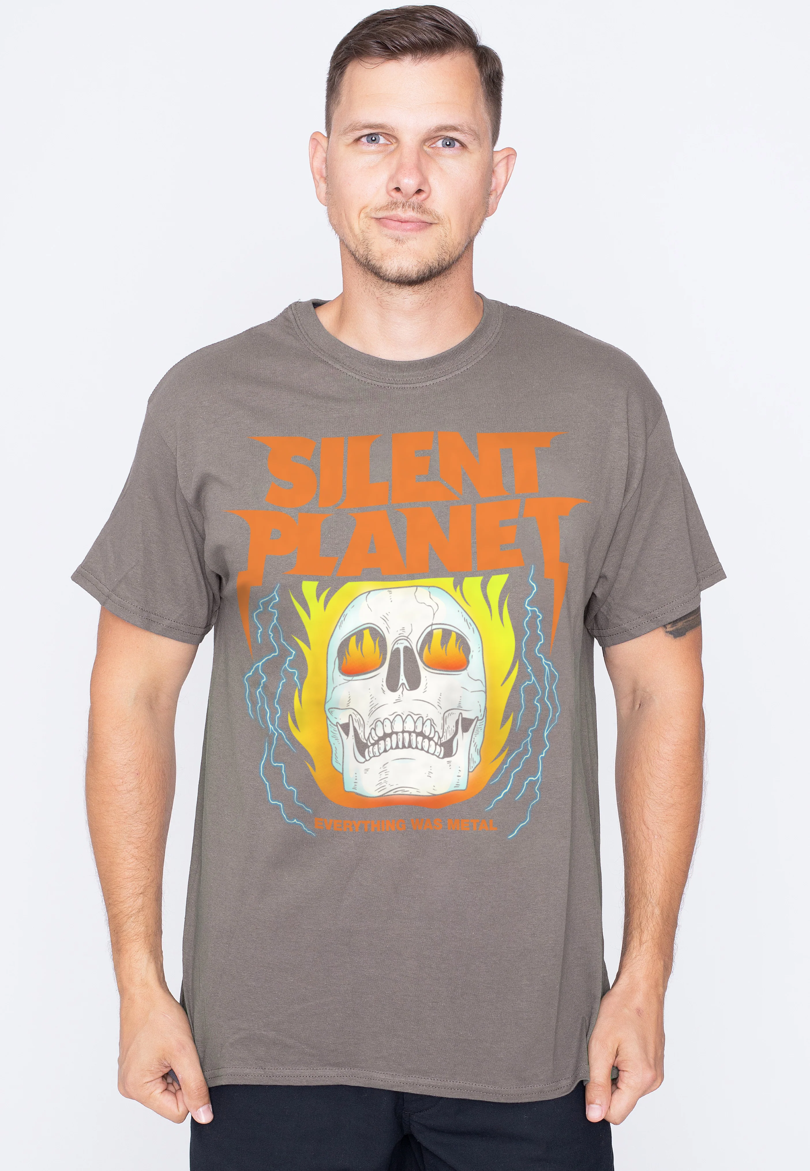 Skull Flame Charcoal - T-Shirt - Image 3