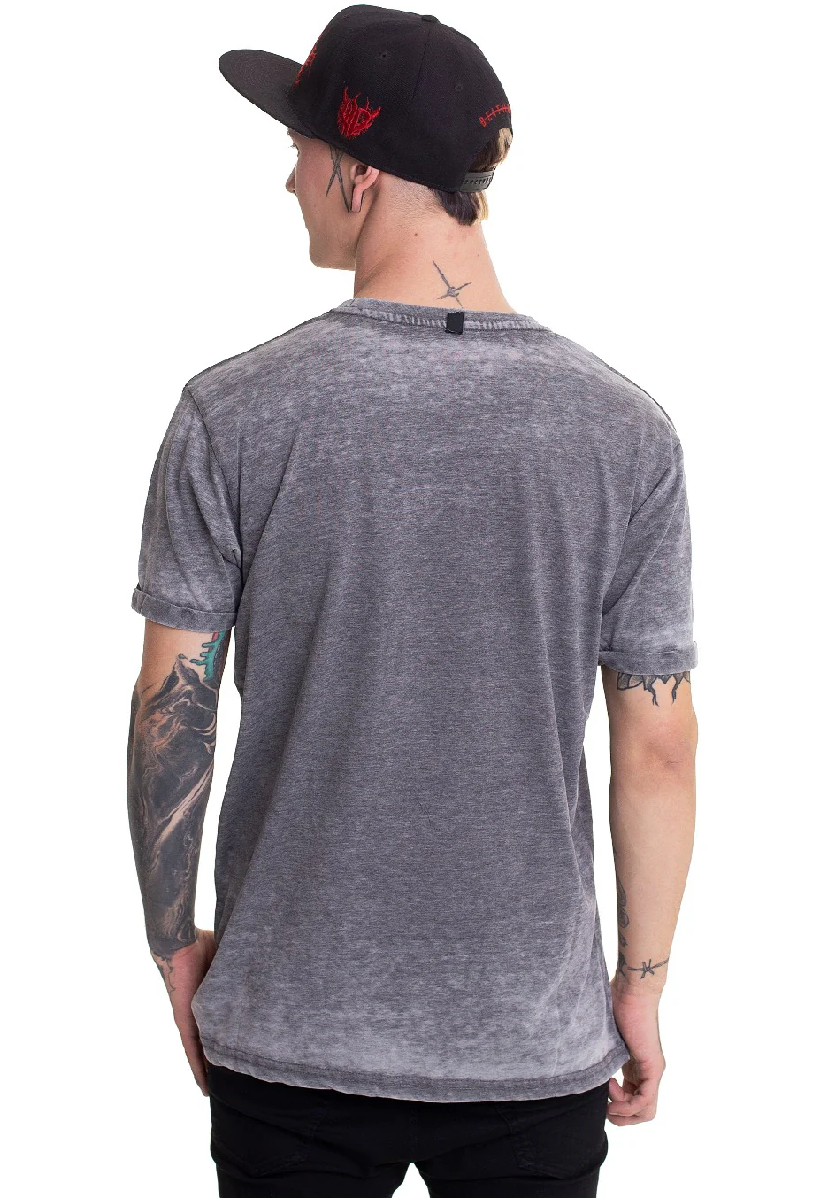 Red Logo Burnout Grey - T-Shirt - Image 4