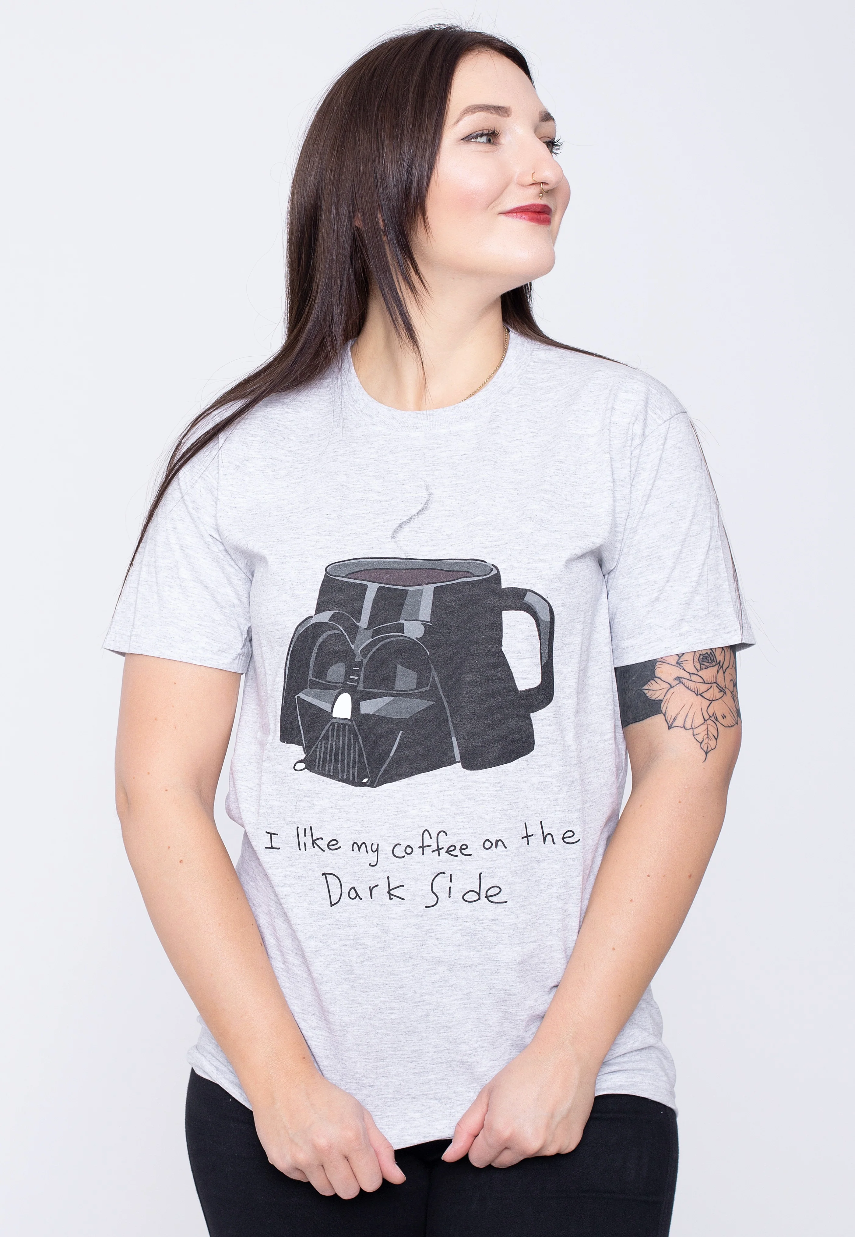 Coffee On the Dark Side Grey - T-Shirt - Image 5