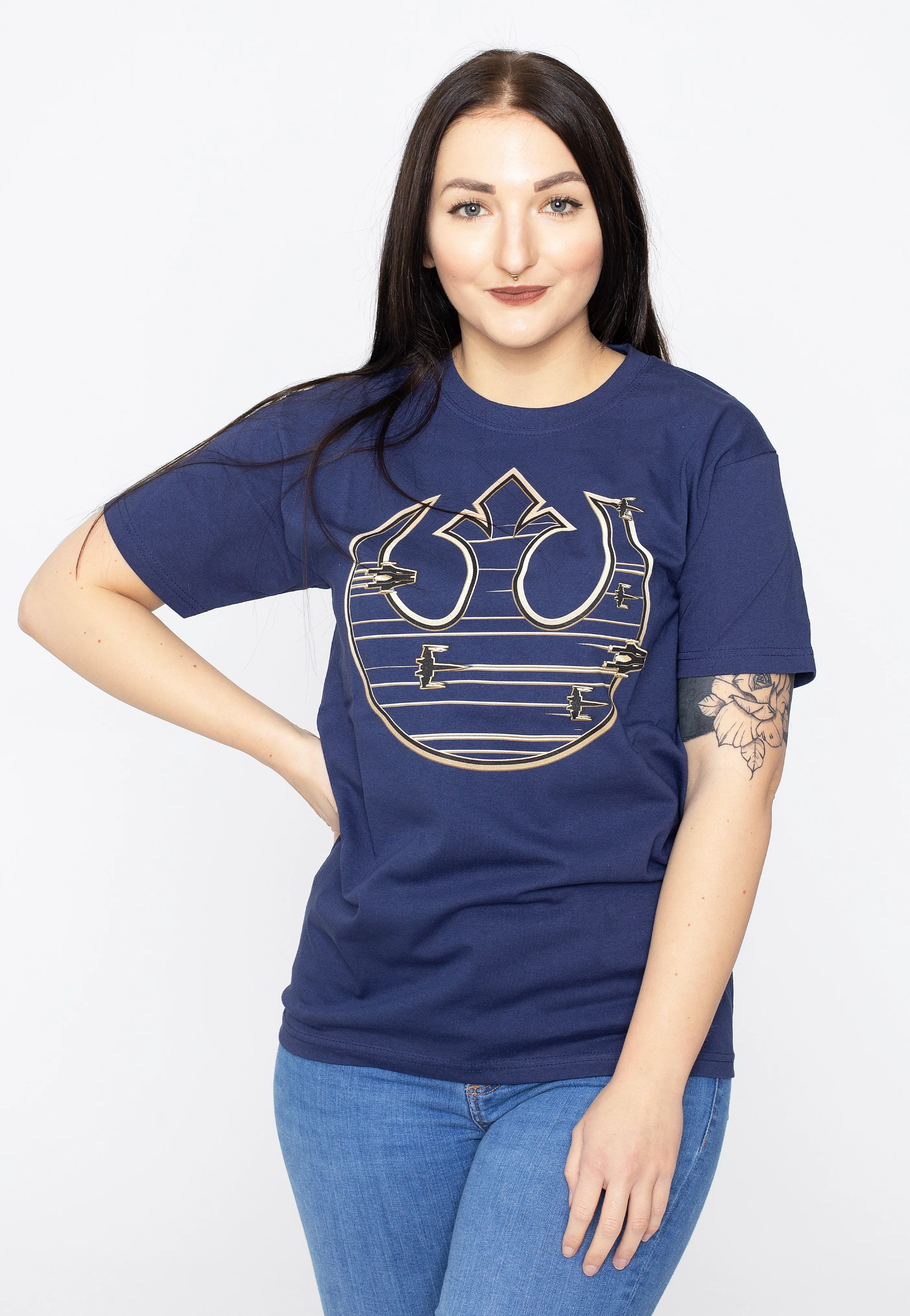 Gold Rebel Logo Navy - T-Shirt - Image 5
